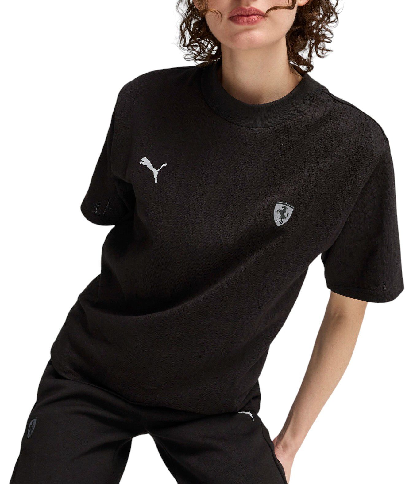 Puma Women's Ferrari Racing Black Textured T-Shirt product image
