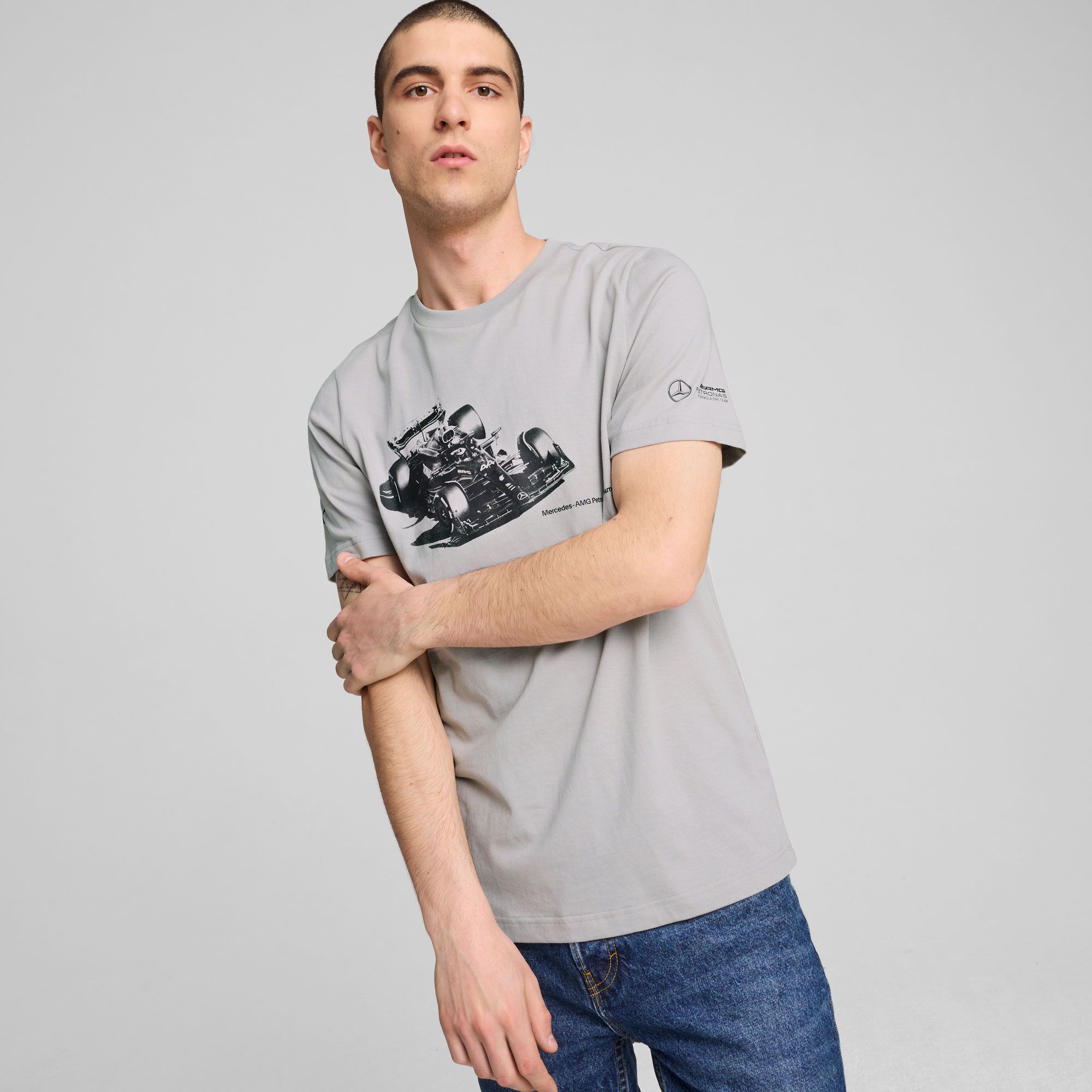 Puma Adult Mercedes Racing Graphic Silver T-Shirt product image