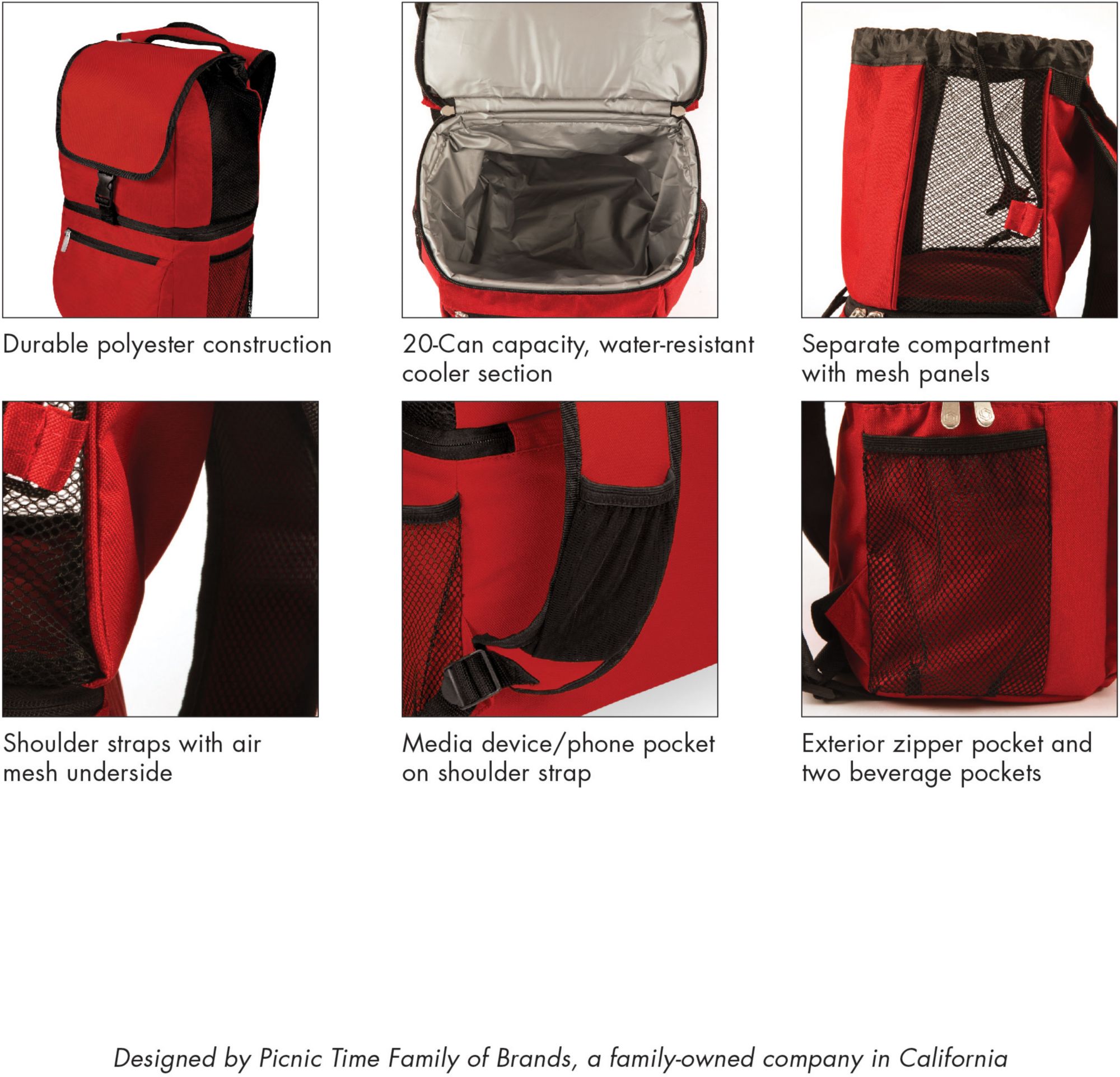 Picnic Time Kansas City Chiefs Red Zuma Backpack Cooler product image