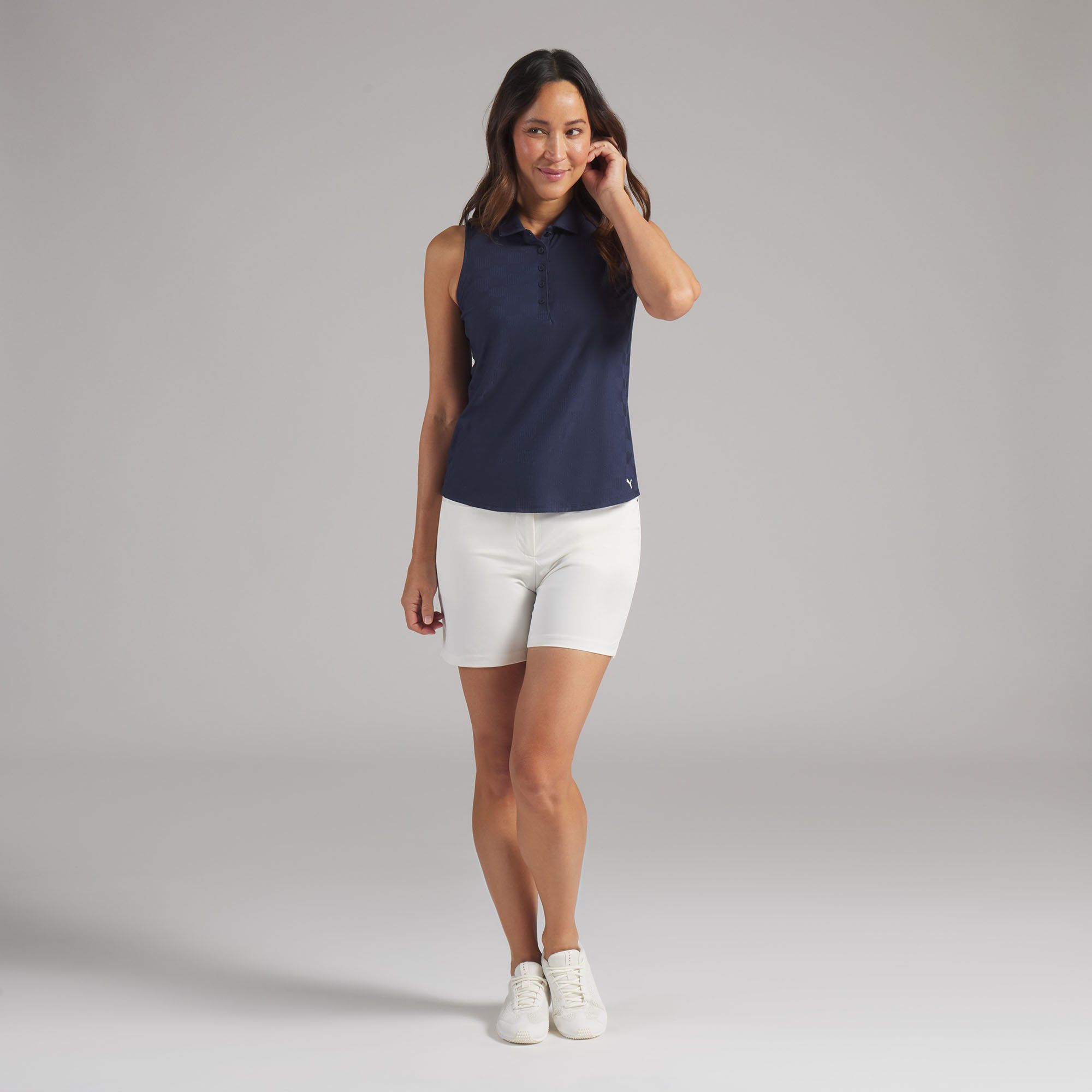 PUMA Women's Check Jacquard Sleeveless Golf Polo product image