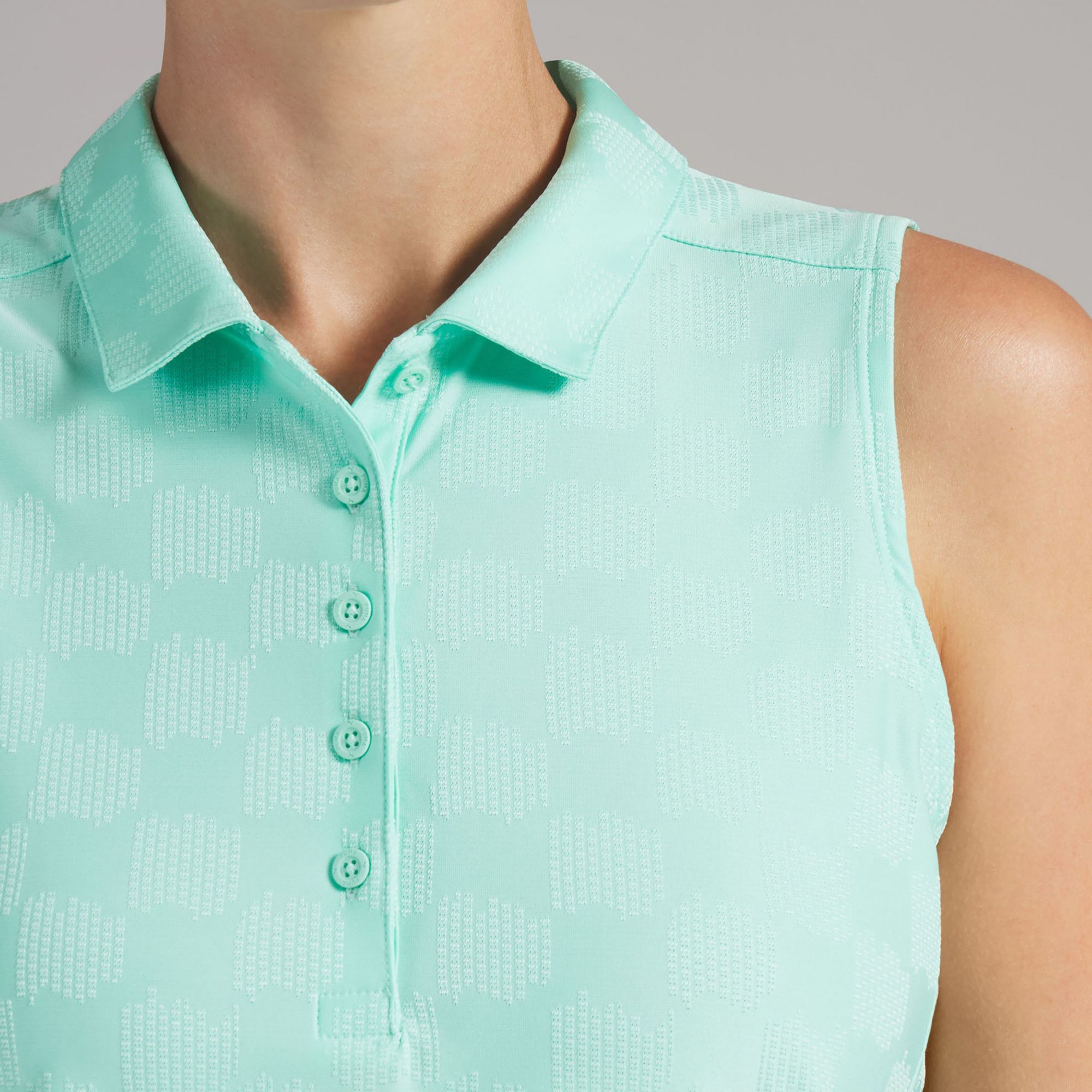 PUMA Women's Check Jacquard Sleeveless Golf Polo product image