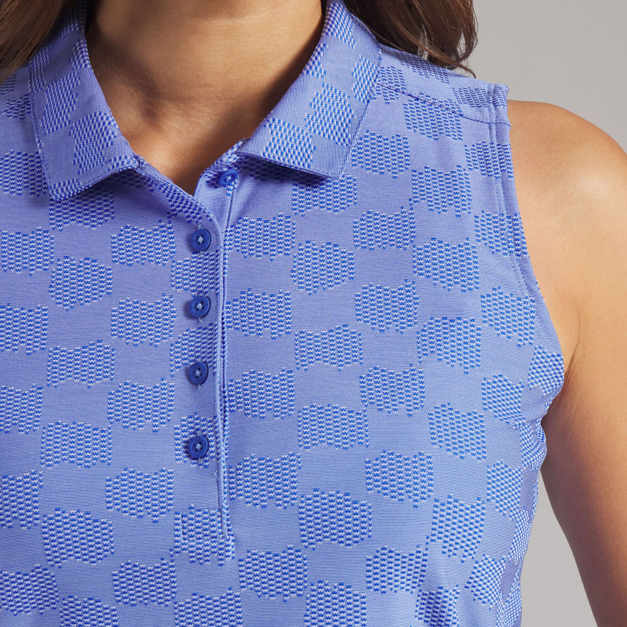 PUMA Women's Check Jacquard Sleeveless Golf Polo product image
