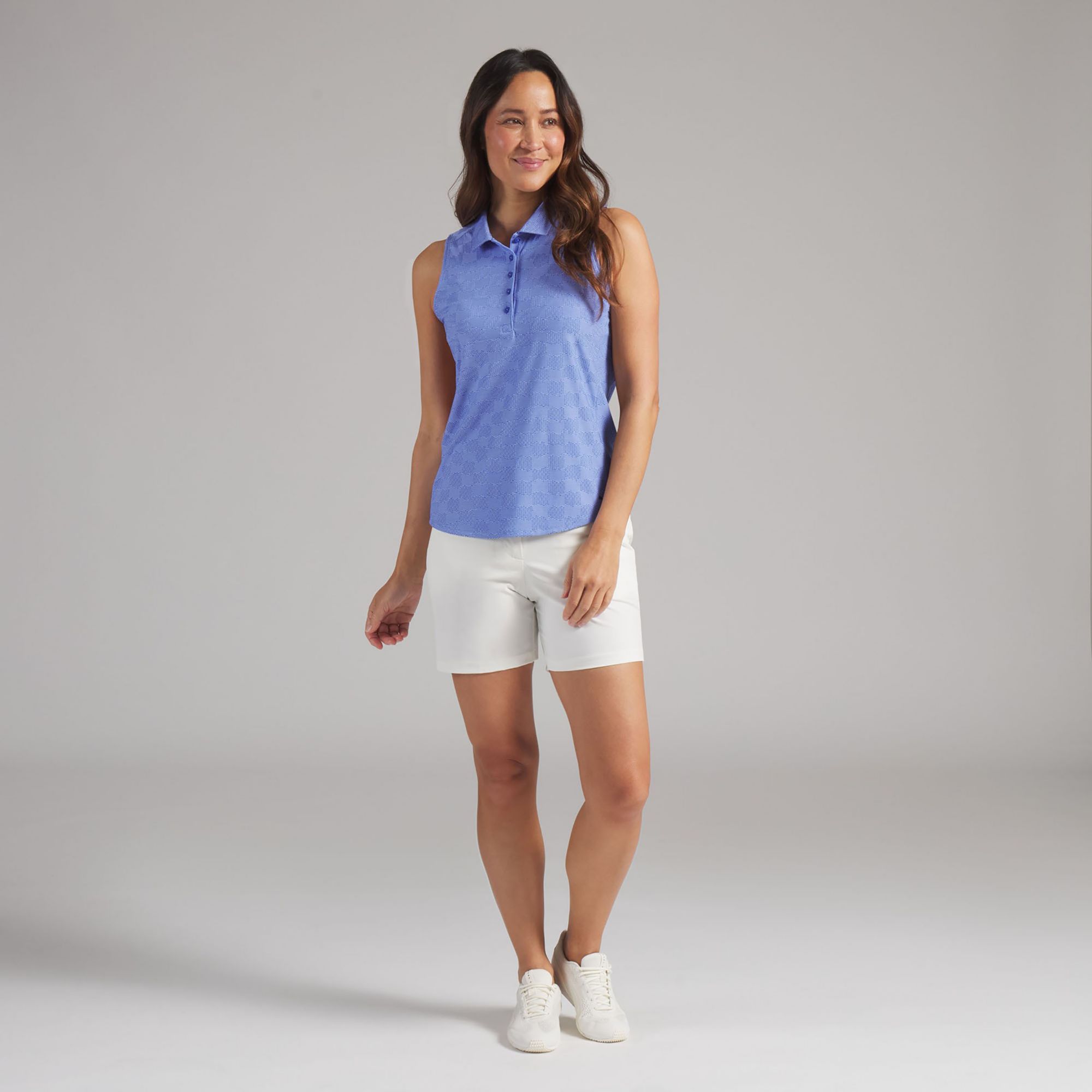 PUMA Women's Check Jacquard Sleeveless Golf Polo product image