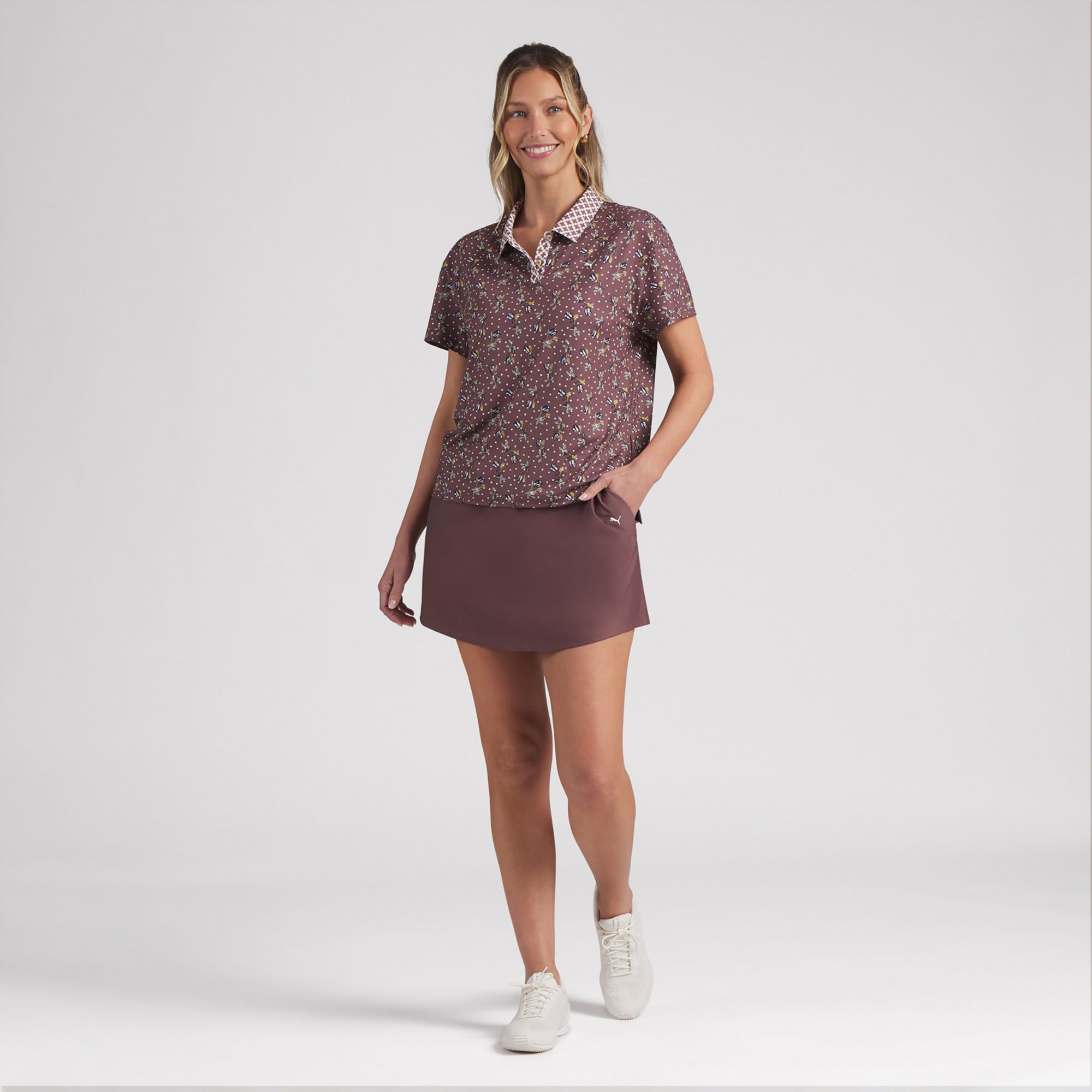 PUMA Women's CLOUDSPUN Ezra Printed Short Sleeve Golf Polo product image
