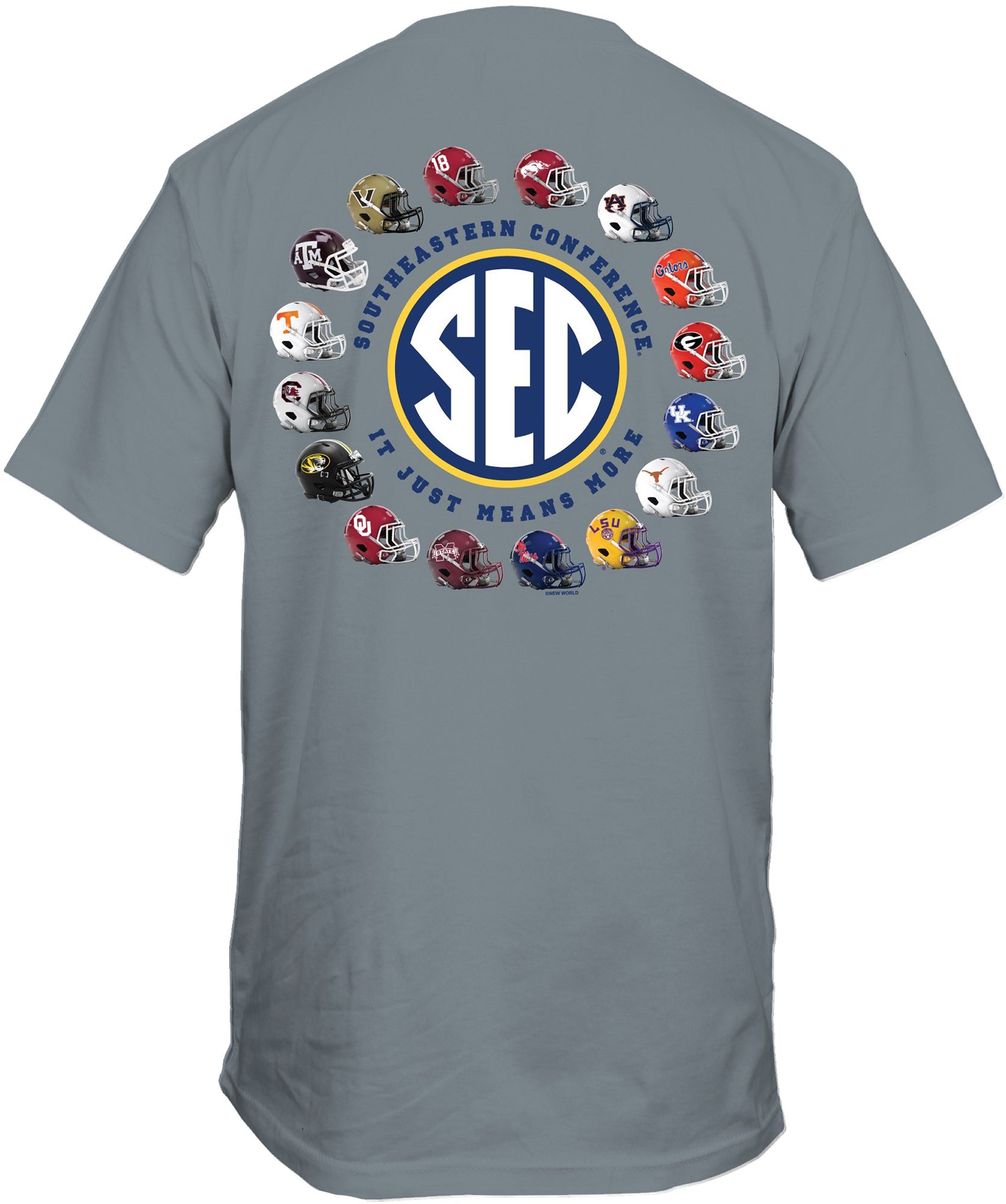 New World Graphics Adult Grey SEC Football Helmets T-Shirt product image