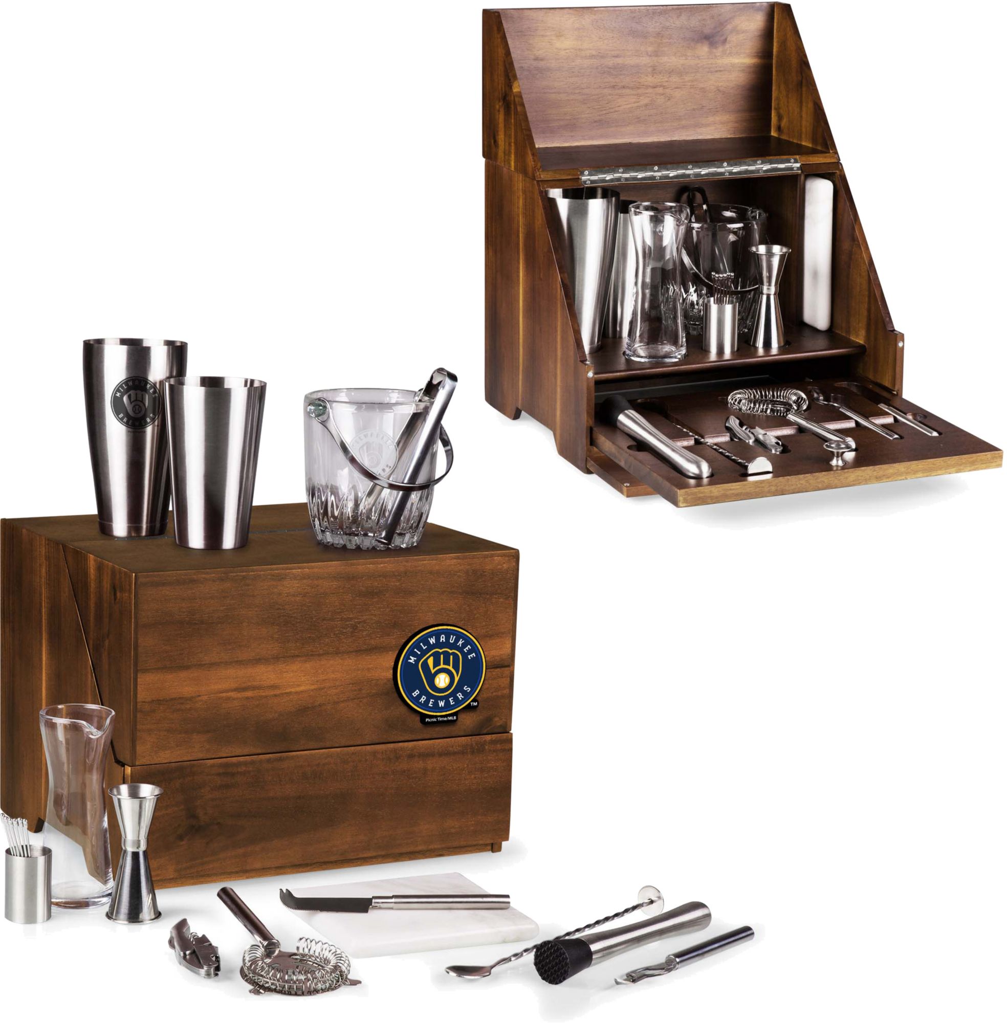 Picnic Time Milwaukee Brewers Madison Tabletop Bar Tool Set