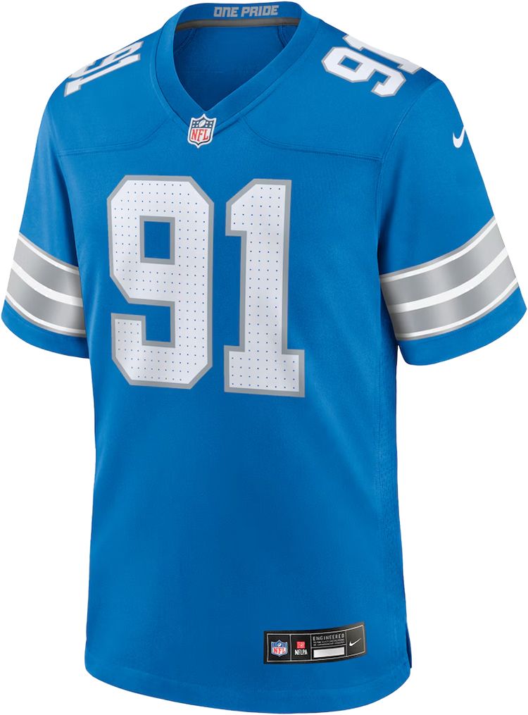 Nike Men's Detroit Lions Tyleik Williams #91 Blue Game Jersey product image