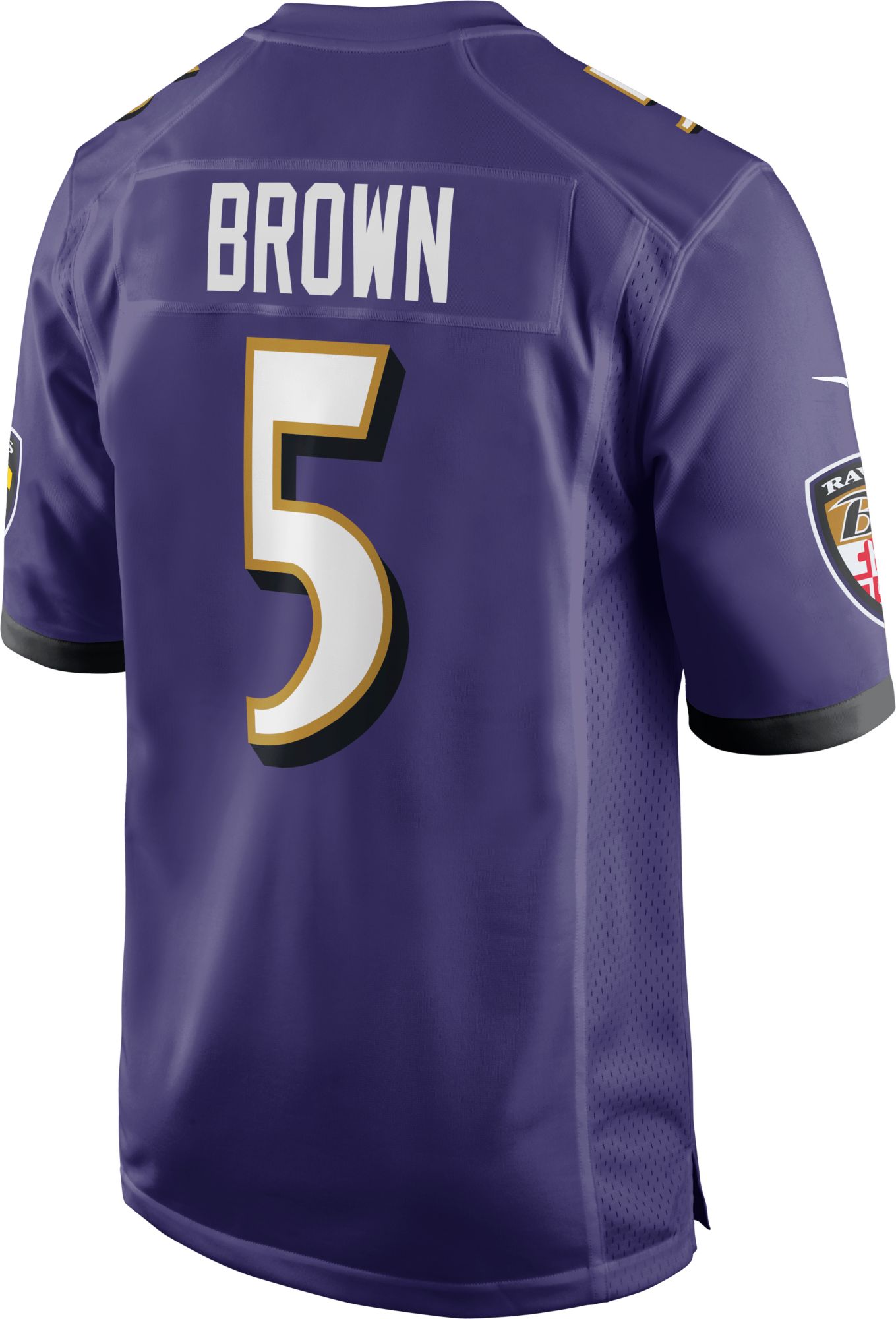 Nike Men's Baltimore Ravens Marquise Brown #5 Purple Game Jersey product image