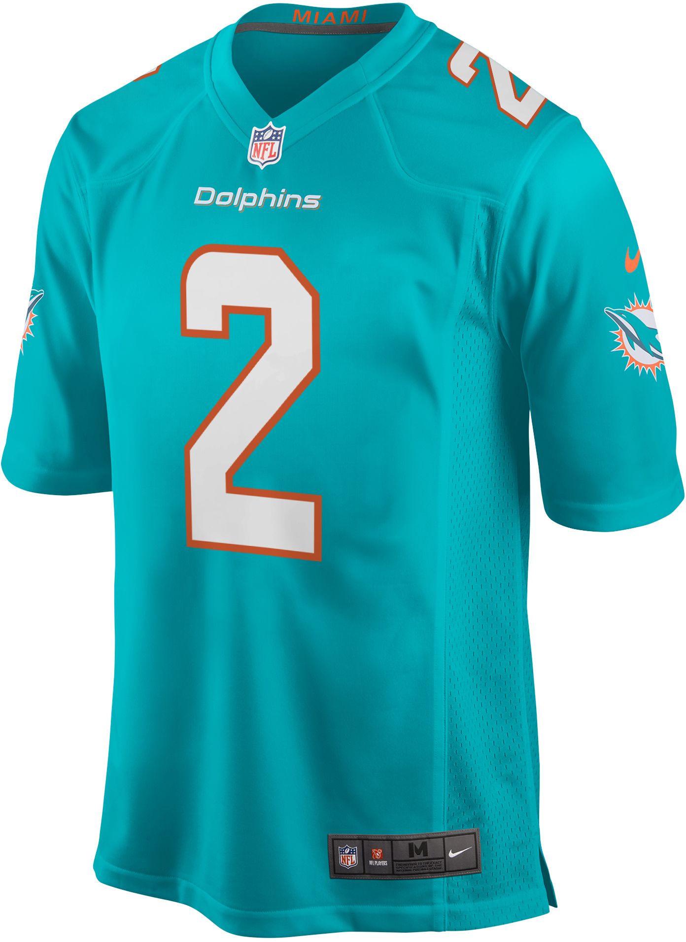 Nike Men's Miami Dolphins Aqua Malik Willis #2 Home Game Jersey product image
