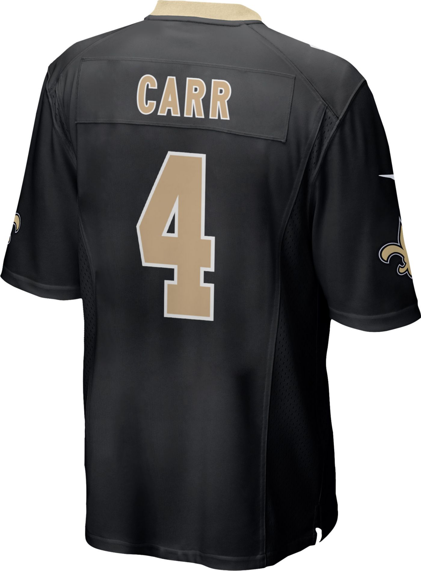 Nike Men s New Orleans Saints Derek Carr 4 Black Game Jersey Dick s Sporting Goods