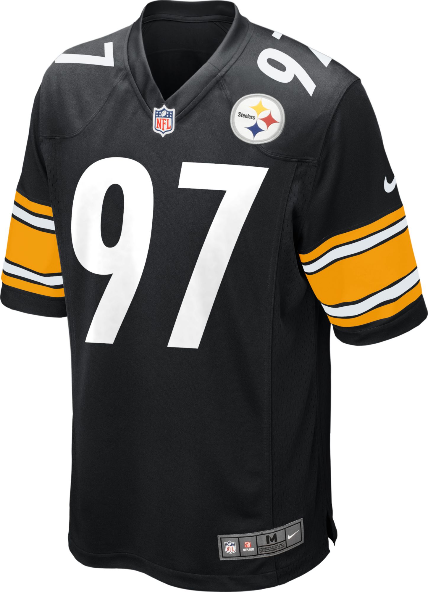 Nike Pittsburgh Steelers No97 Cameron Heyward Black(Gold No) Men's Stitched NFL Elite Jersey
