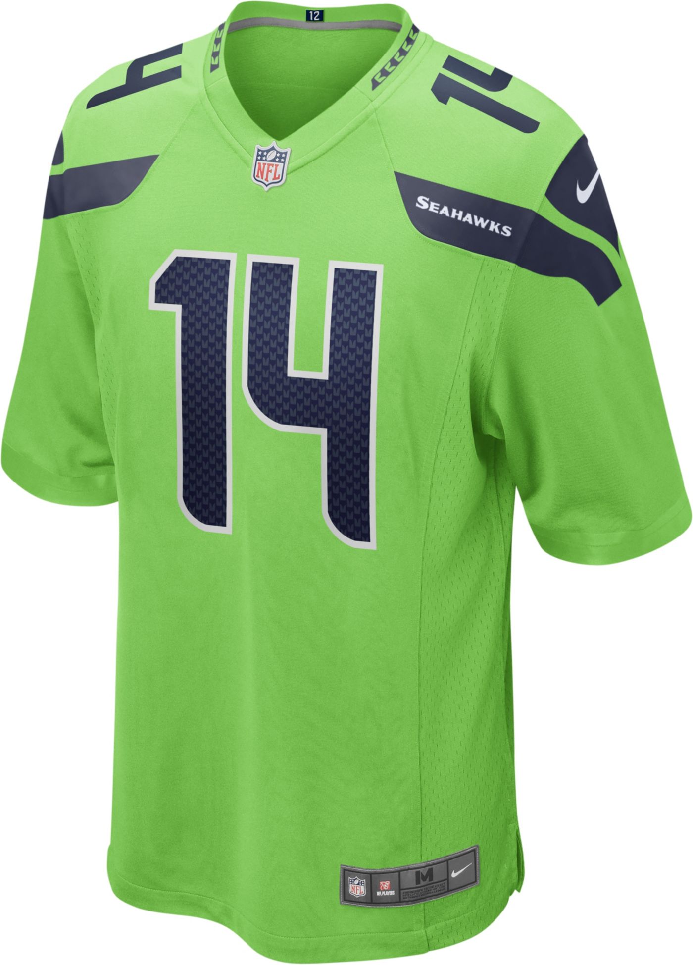 Nike Men s Seattle Seahawks D.K. Metcalf 14 Turbo Green Game Jersey Dick s Sporting Goods