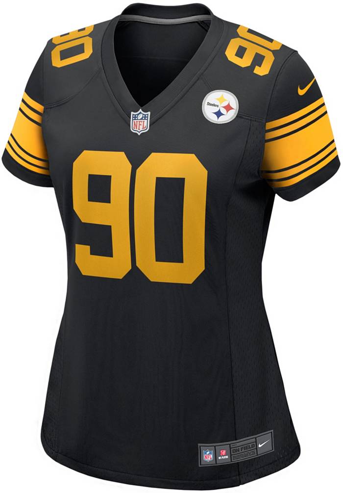 Women's T.J. Watt White/Black Pittsburgh Steelers Plus Size Name & Number  Pullover Hoodie