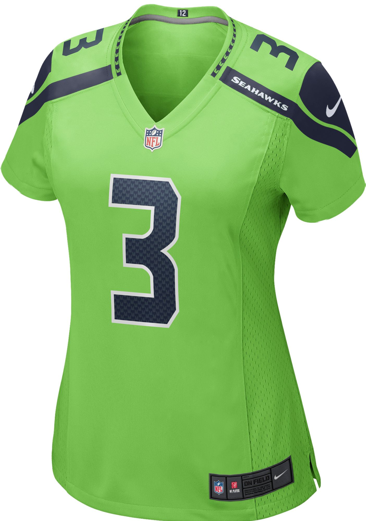 Nike Women's Seattle Seahawks Russell Wilson #3 Turbo Green Game Jersey product image