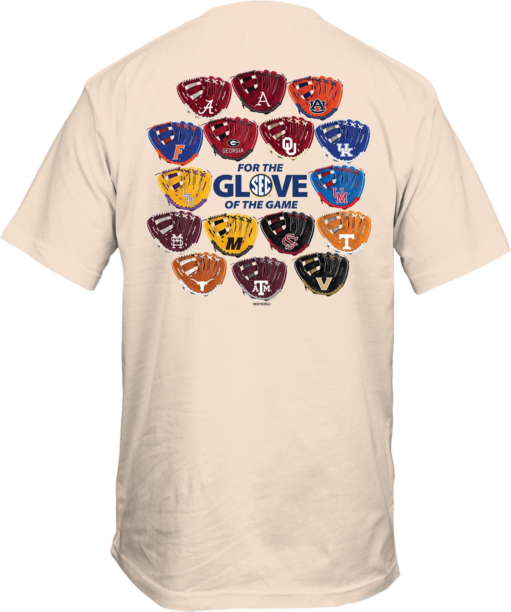 New World Graphics Men's SEC Baseball Ivory Baseball Gloves T-Shirt product image