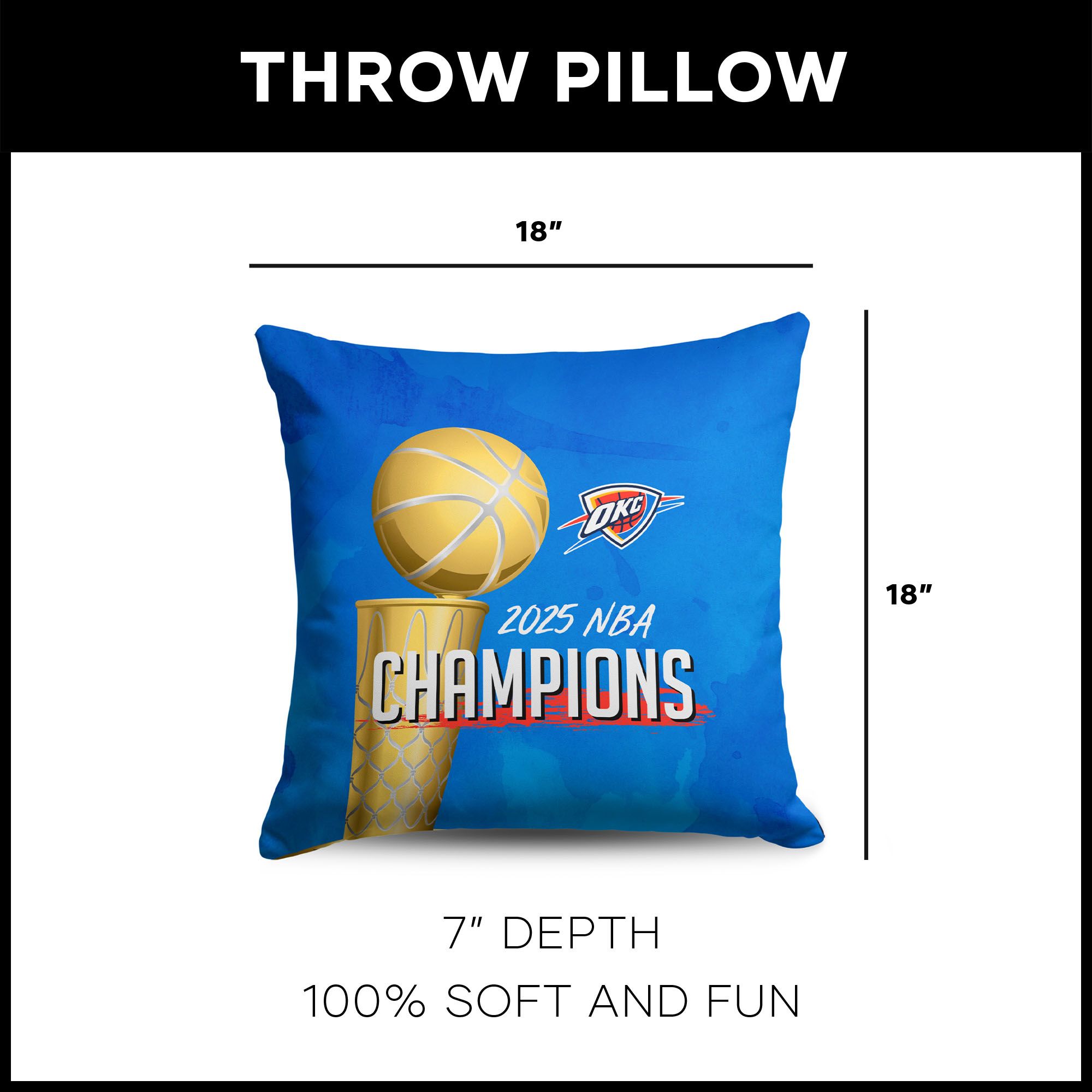 TheNorthwest 2025 NBA Champions Oklahoma City Thunder Throw Pillow product image