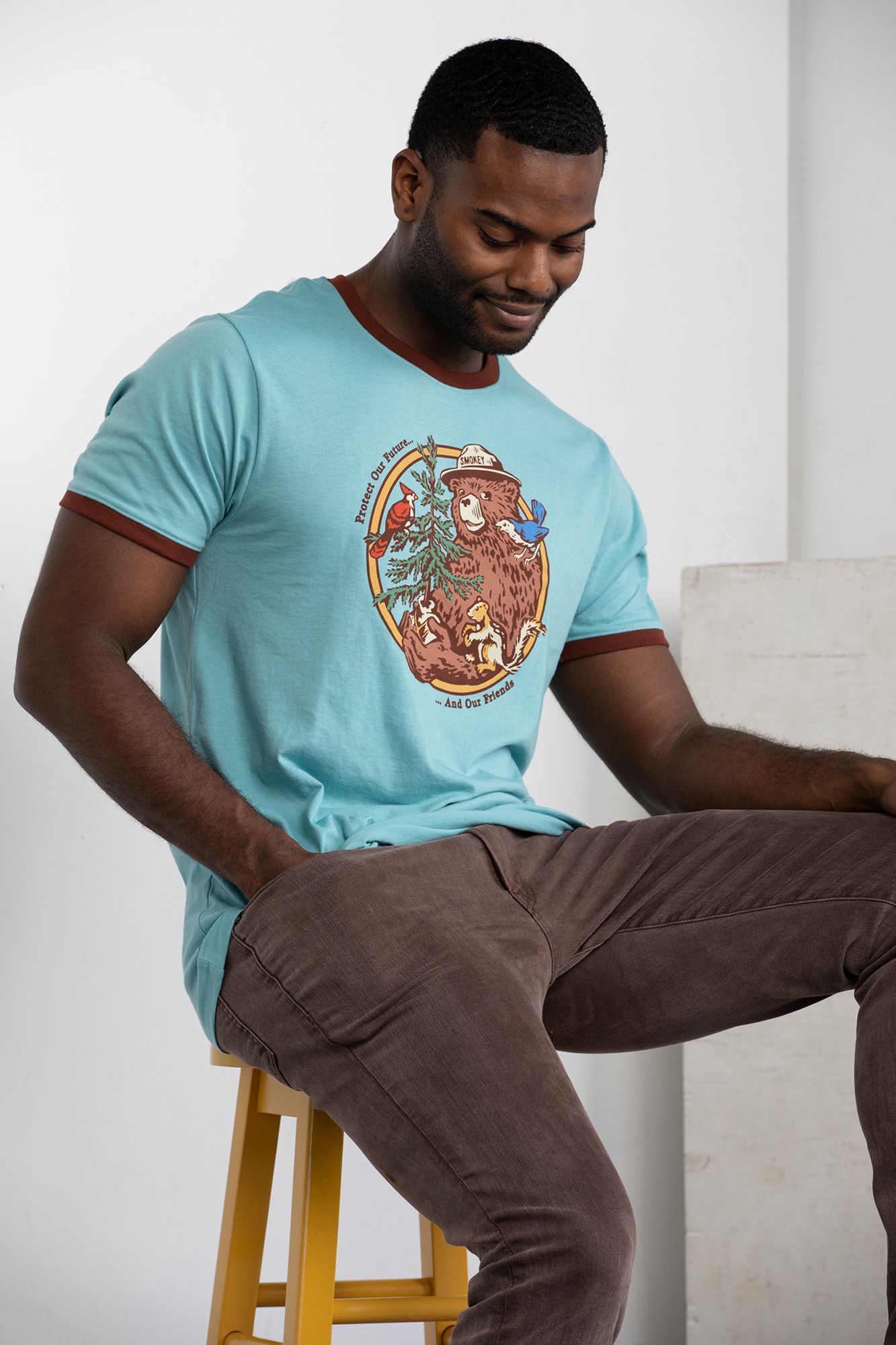The Landmark Project Adult Smokey Friends Short Sleeve Ringer T-Shirt product image