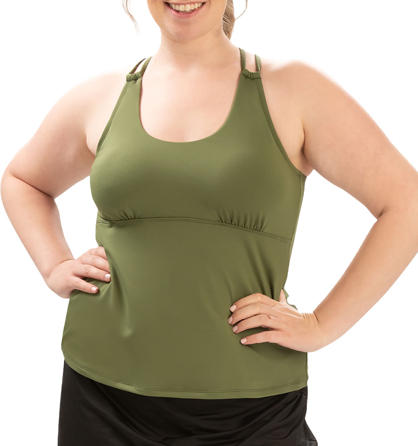 Dolfin Women's Solid Scoop Neck Tankini Swim Top product image