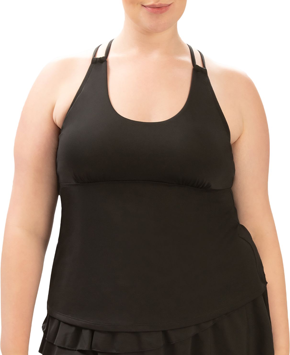 Dolfin Women's Solid Scoop Neck Tankini Swim Top product image