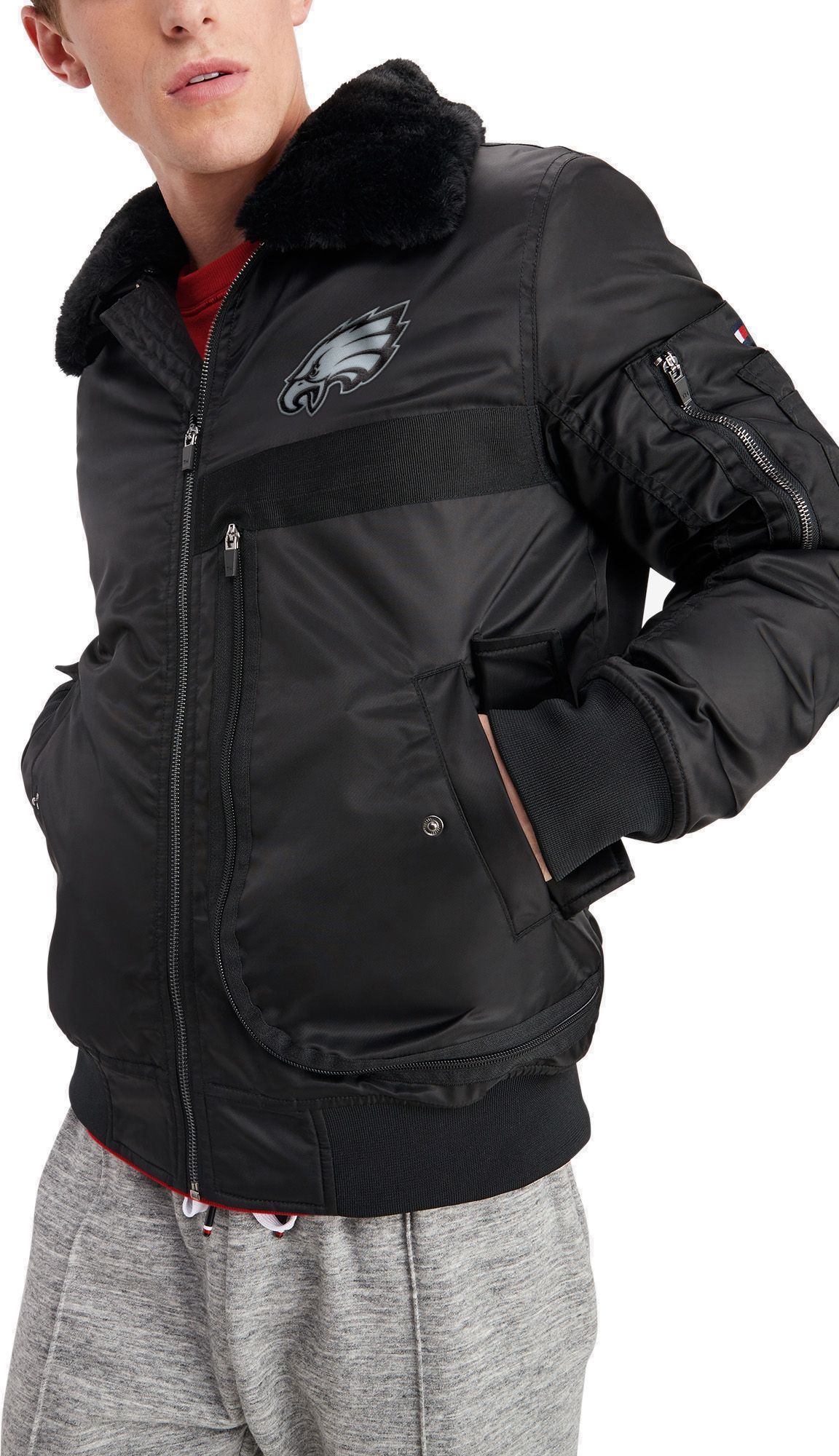 Tommy Hilfiger Men's Philadelphia Eagles Aviator Black Full-Zip Jacket product image