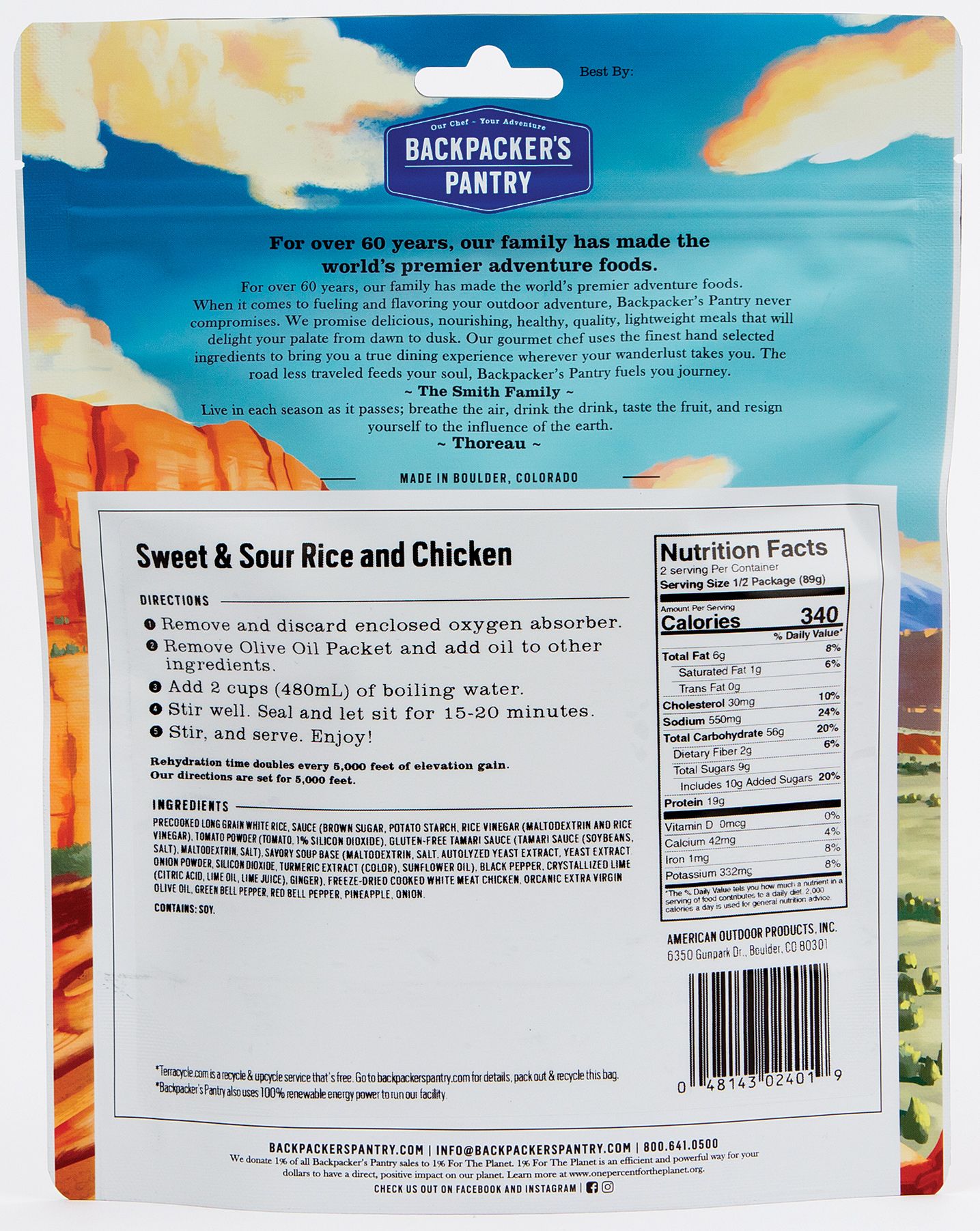 Backpackers Pantry Sweet & Sour Chicken /w Rice product image