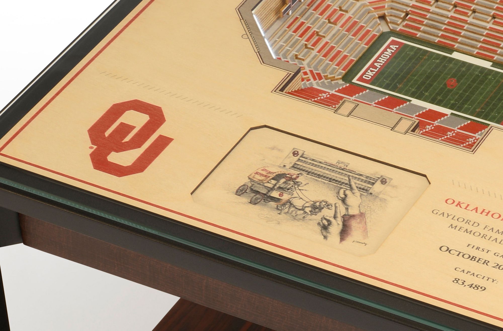 You The Fan Oklahoma Sooners 25-Layer StadiumViews Lighted End Table