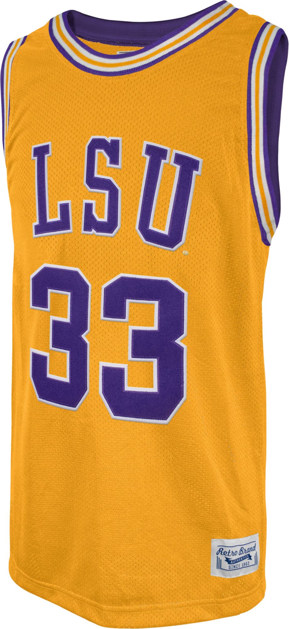 Retro Brand Men's LSU Tigers Shaquille O'Neal #33 Gold Replica Basketball Jersey