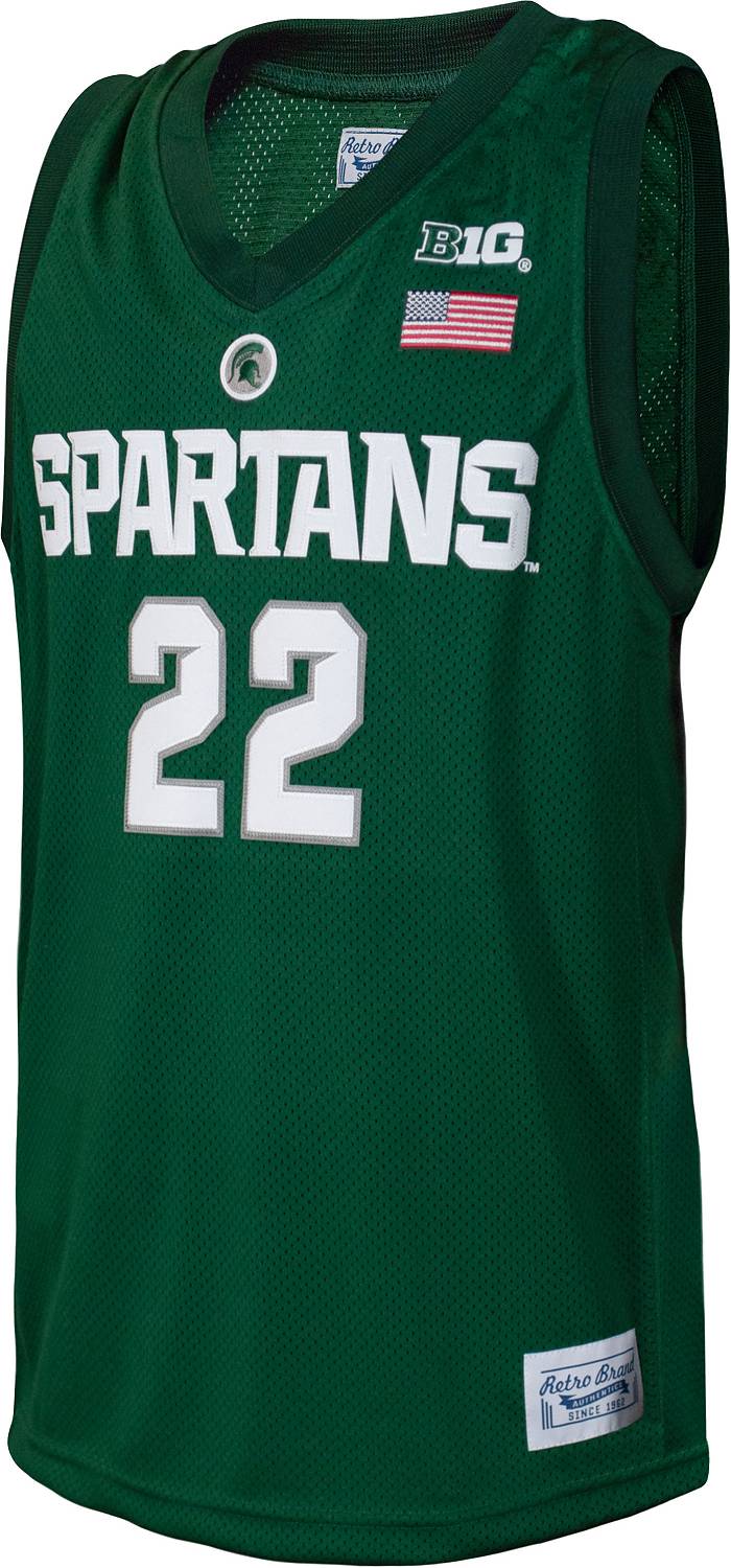 Retro Brand Men's Michigan State Spartans Miles Bridges #22 Green Replica Basketball Jersey, XL