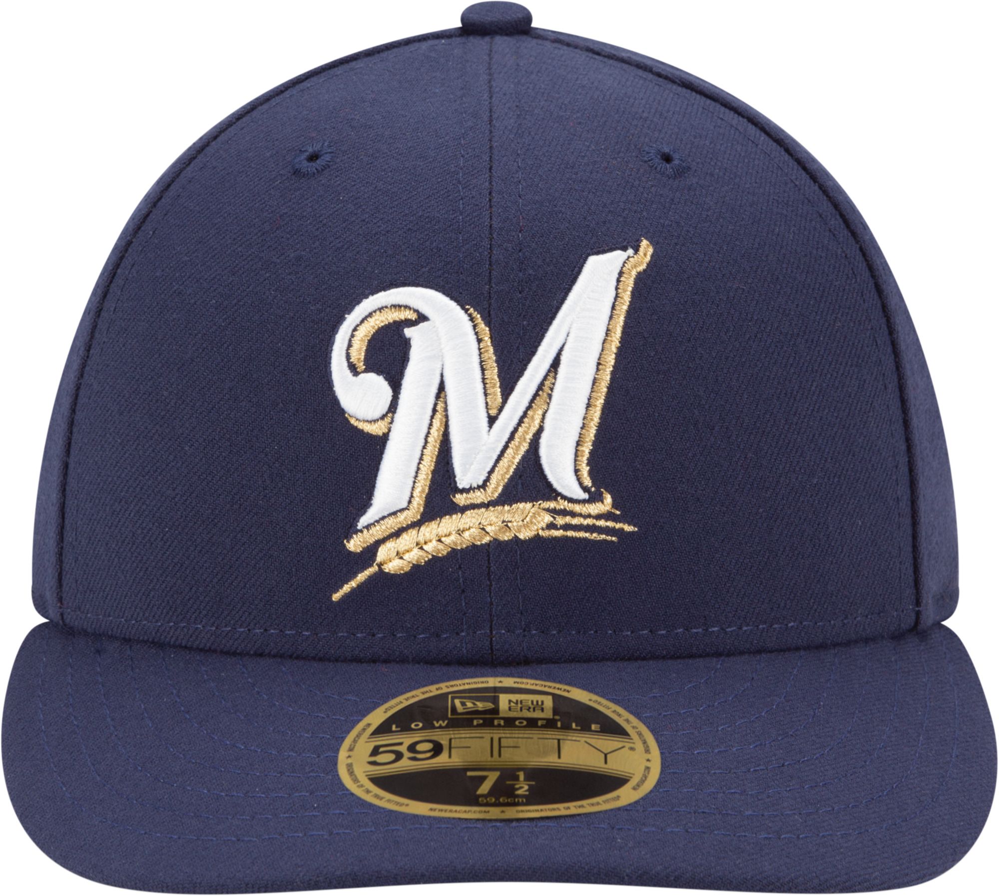 New Era Adult Milwaukee Brewers 59Fifty Game Navy Low Crown Authentic Hat product image