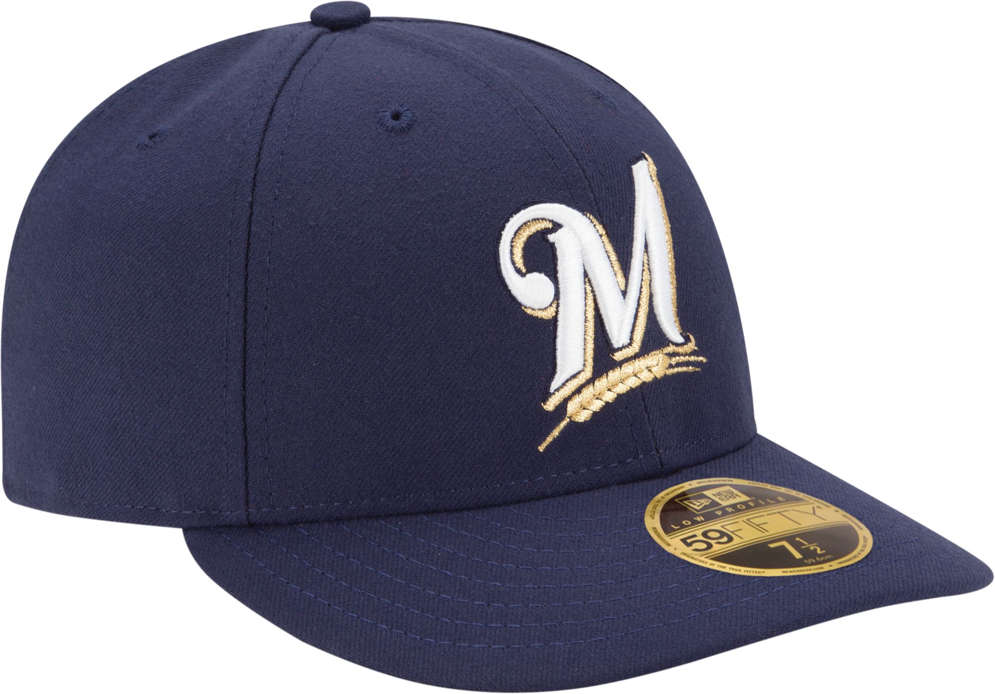 New Era Adult Milwaukee Brewers 59Fifty Game Navy Low Crown Authentic Hat product image