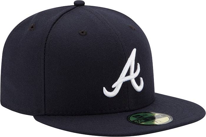 New Era Atlanta Braves 59Fifty Men 7 1/8 Baseball Cap Fitted Hat Brown AOP  Wool