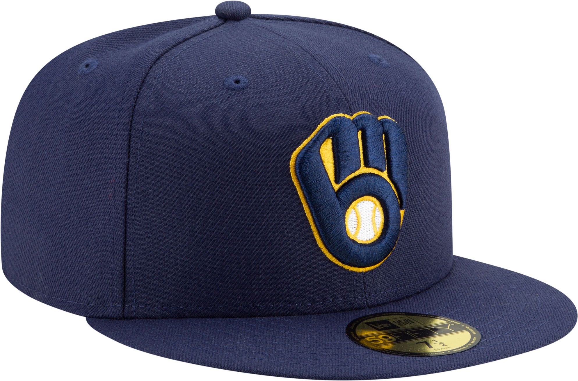 New Era Men's Milwaukee Brewers Navy 59Fifty Authentic Hat