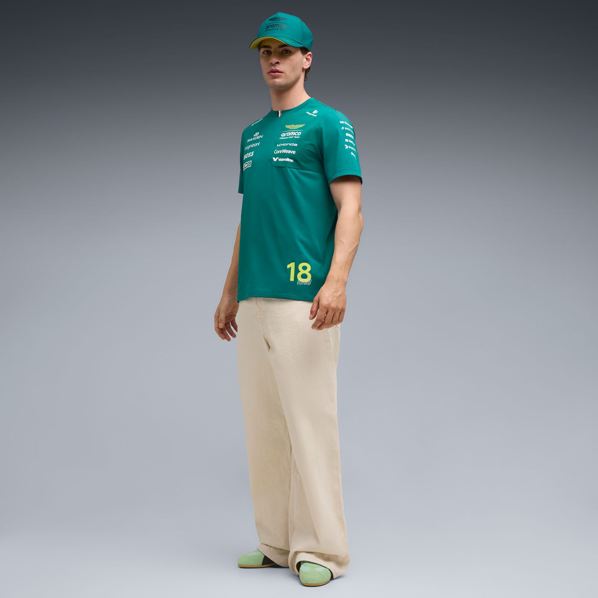 PUMA Adult F1 Aston Martin Lance Stroll #18 Green T-Shirt product image