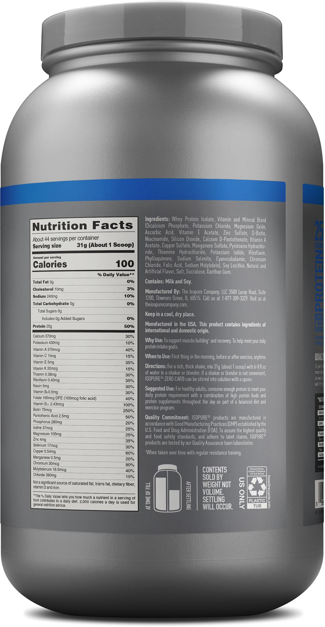 Isopure Zero Carb Protein Powder Vanilla 42 Servings product image