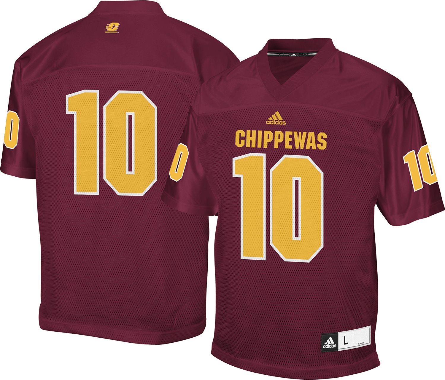 adidas Men's Central Michigan Chippewas #10 Maroon Replica Football Jersey product image