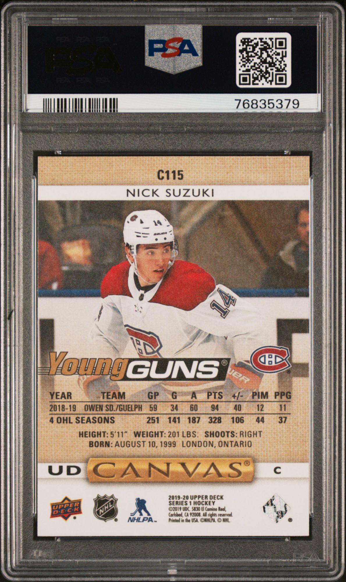 2019 Upper Deck Canvas C115 Nick Suzuki PSA 10 product image