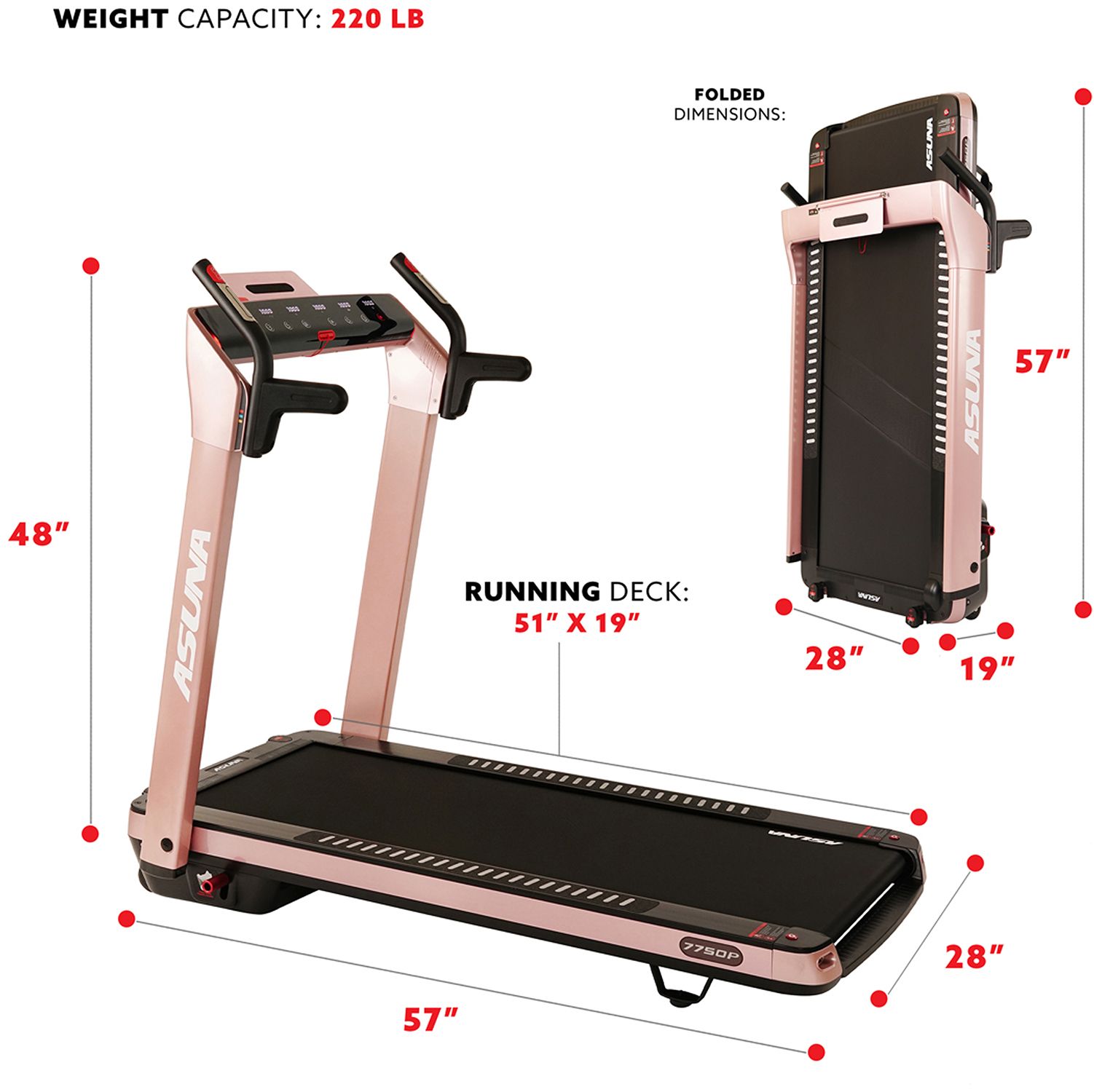 Sunny Health & Fitness Space Flex Pink Treadmill product image