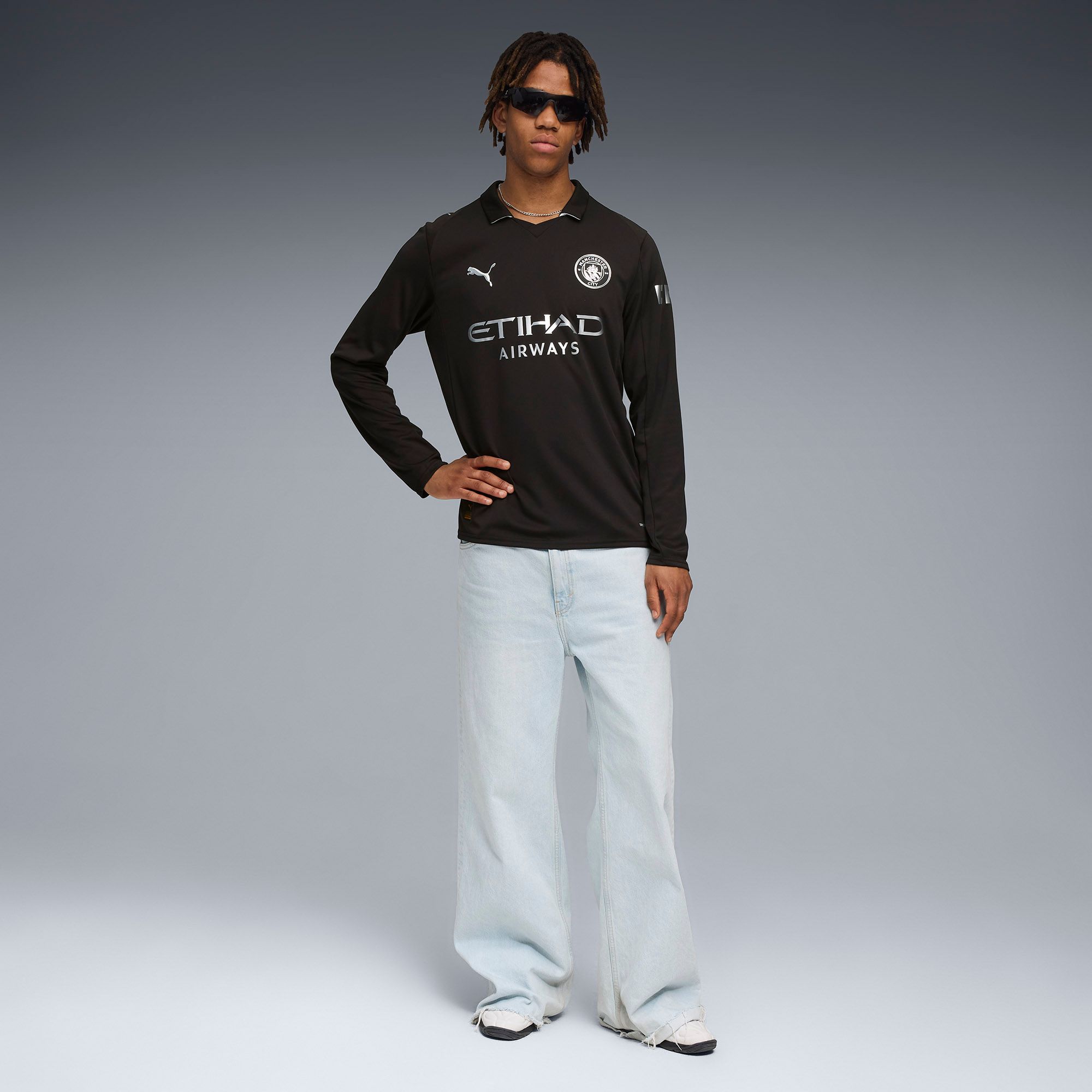 PUMA Adult Manchester City 2025-26 Black Away Long Sleeve Replica Jersey product image