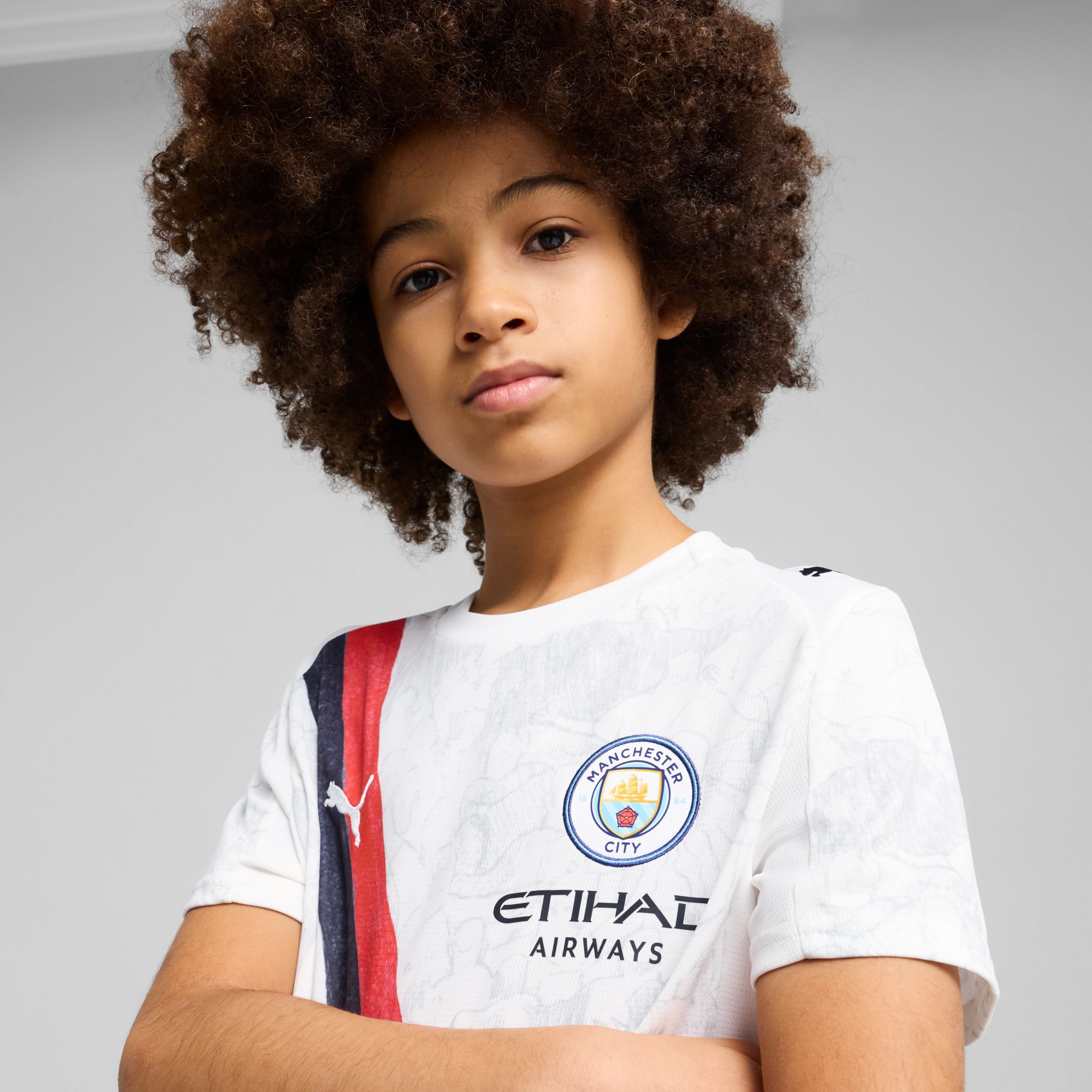 PUMA Youth Manchester City 2025 White KidSuper Home Replica Jersey product image