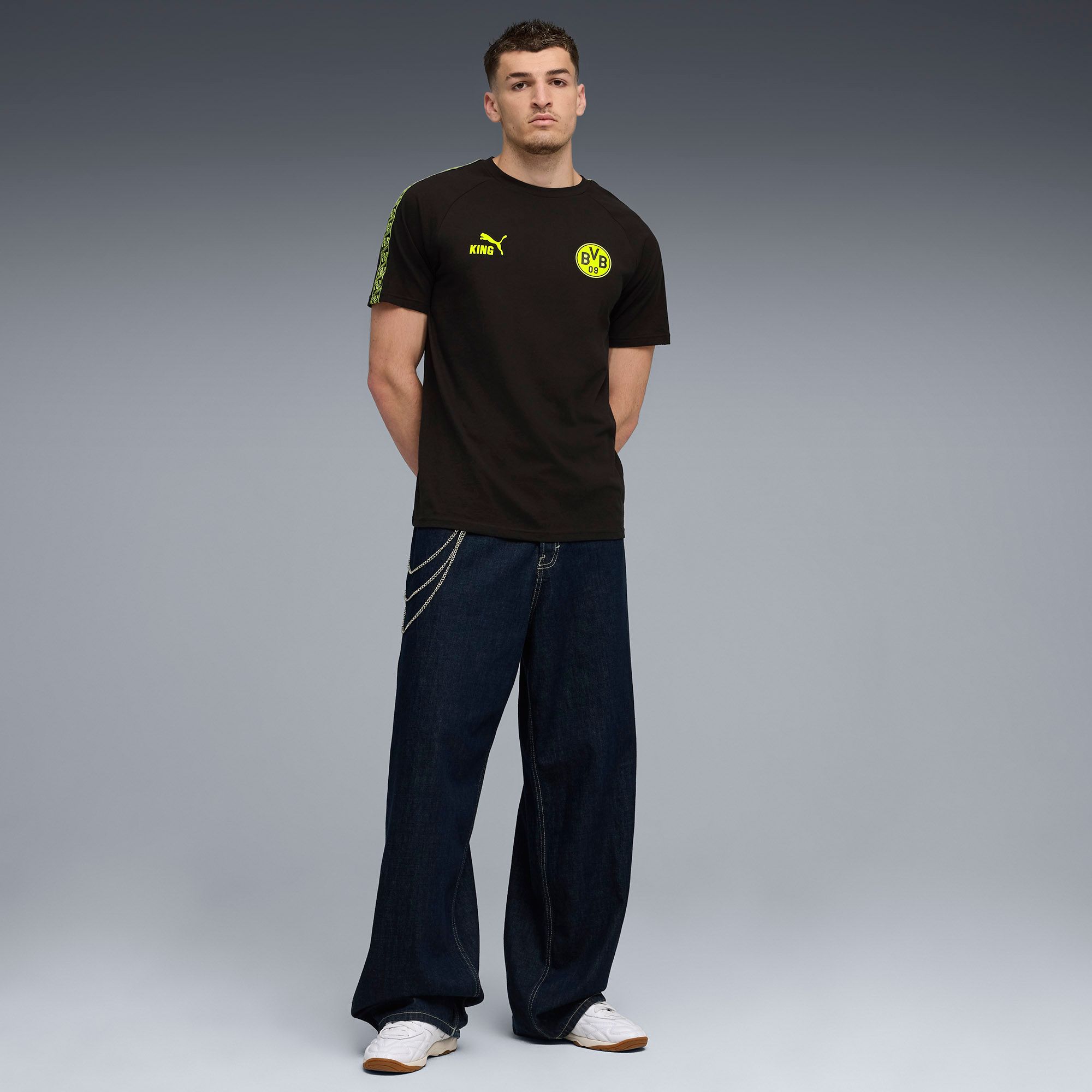 PUMA Men's Borussia Monchengladbach Black Team Logo Short Sleeve T-Shirt product image