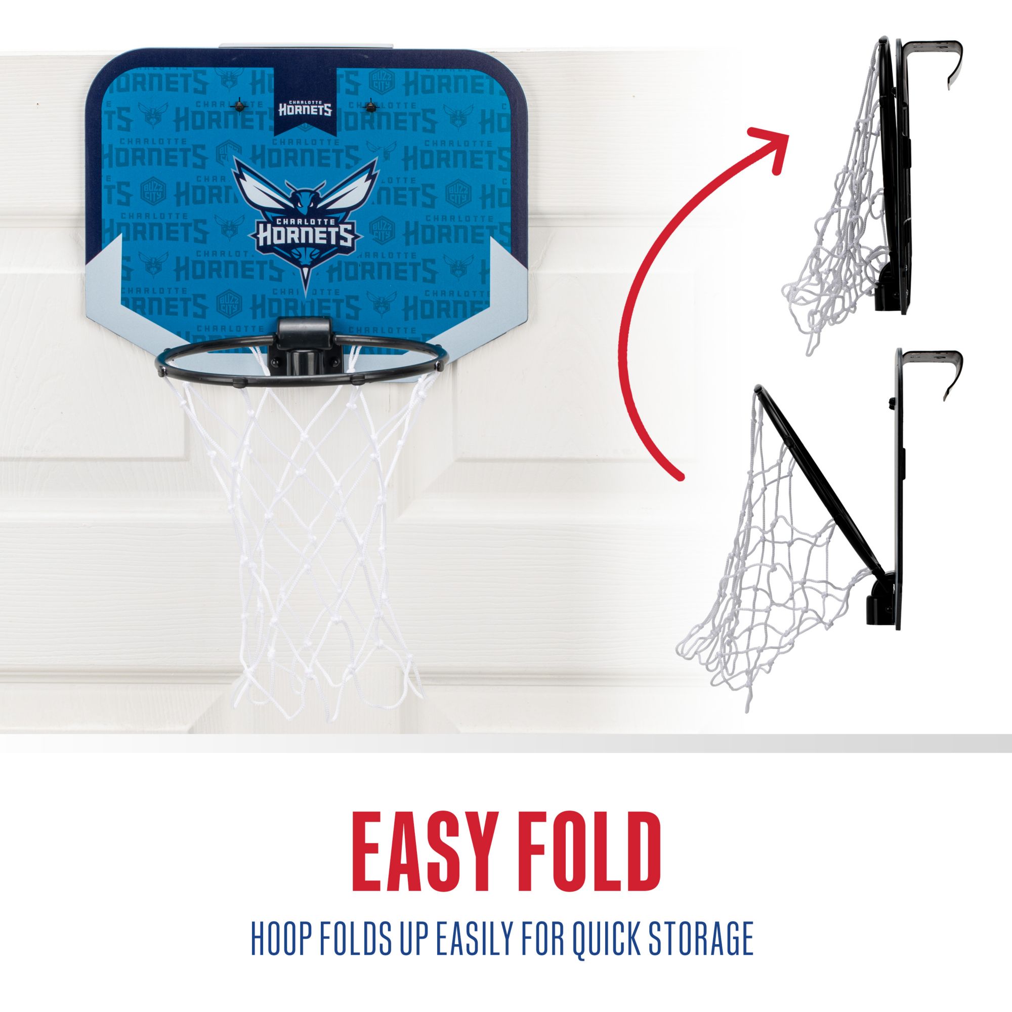 Franklin Unisex Charlotte Hornets Over The Door Mini Basketball Hoop and Ball Set product image