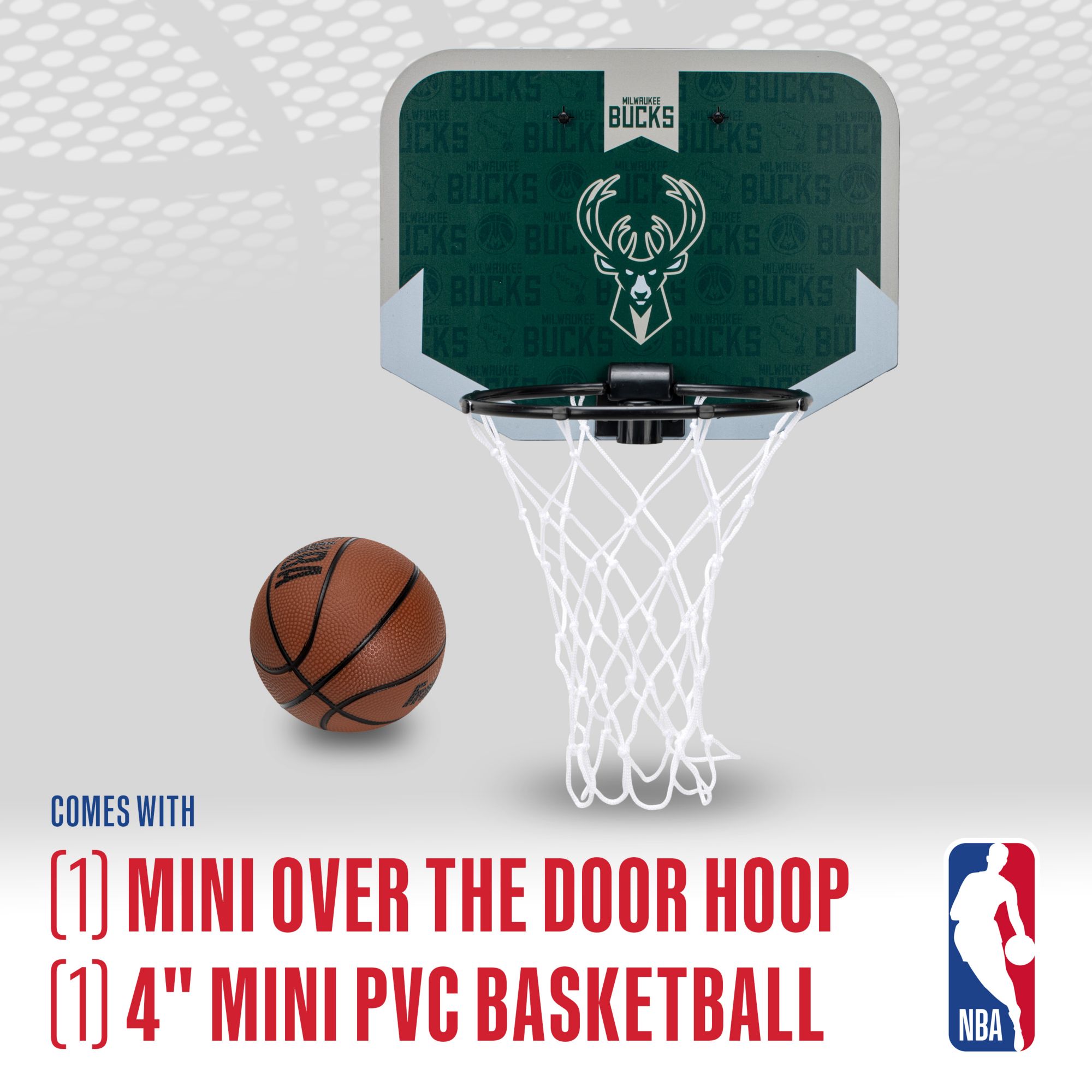 Franklin Unisex Milwaukee Bucks Over The Door Mini Basketball Hoop and Ball Set product image