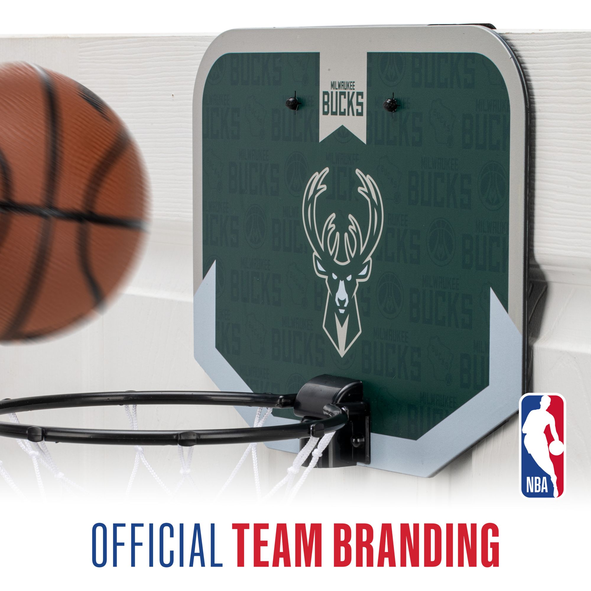 Franklin Unisex Milwaukee Bucks Over The Door Mini Basketball Hoop and Ball Set product image