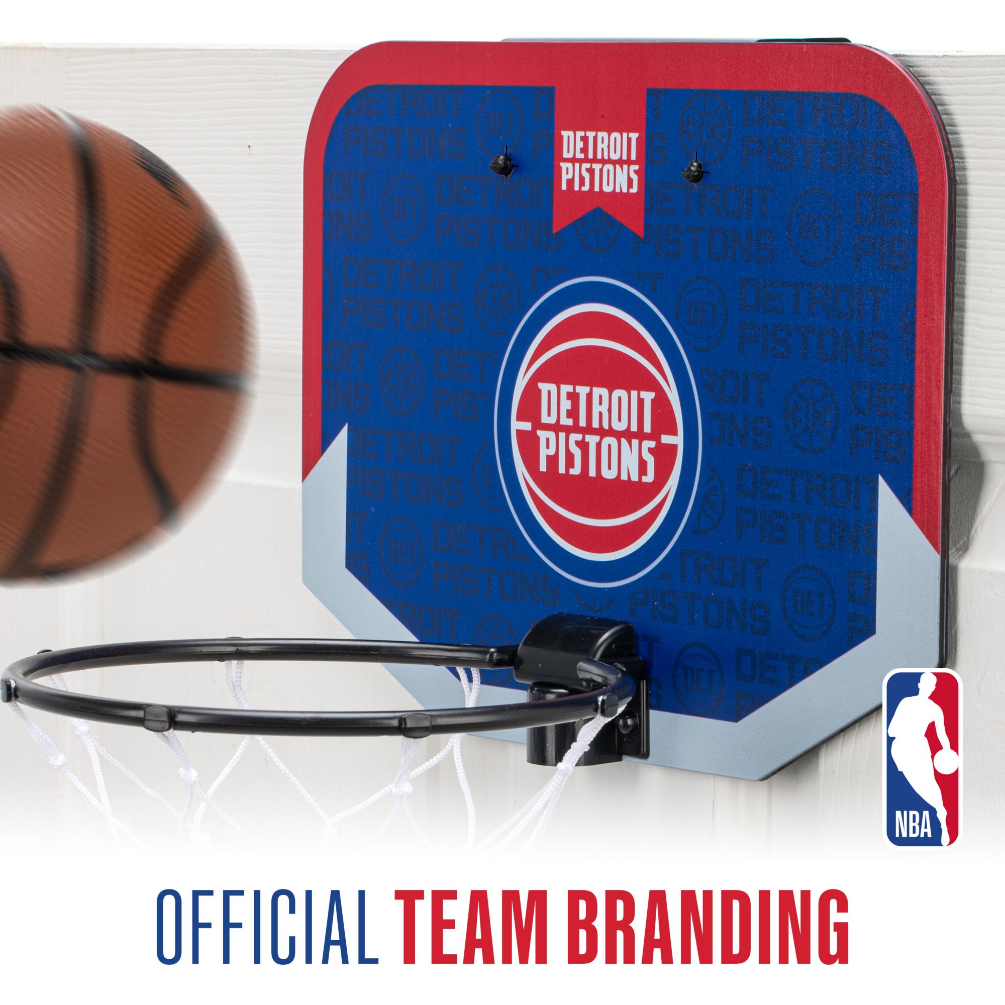 Franklin Unisex Detroit Pistons Over The Door Mini Basketball Hoop and Ball Set product image