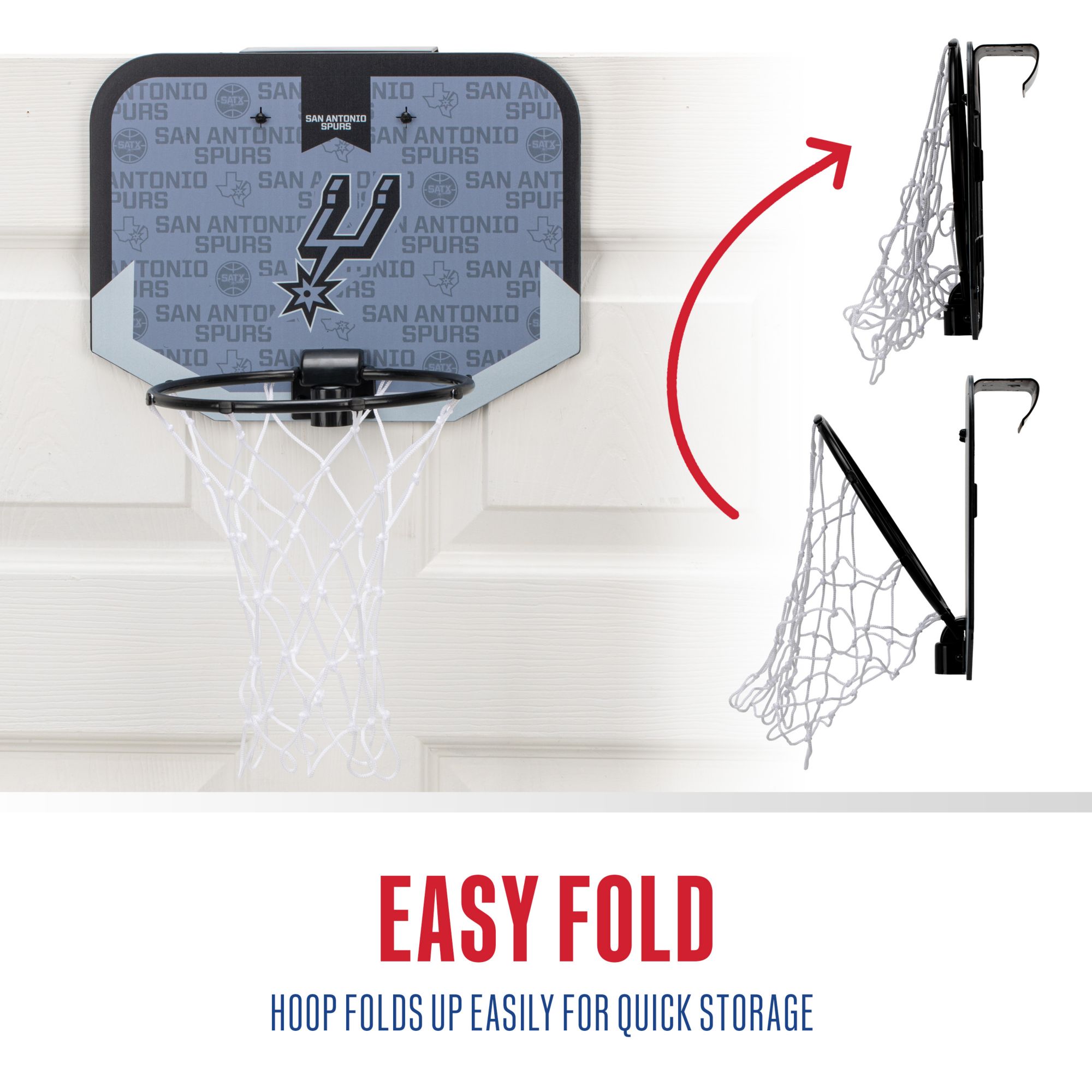 Franklin Unisex San Antonio Spurs Over The Door Mini Basketball Hoop and Ball Set product image