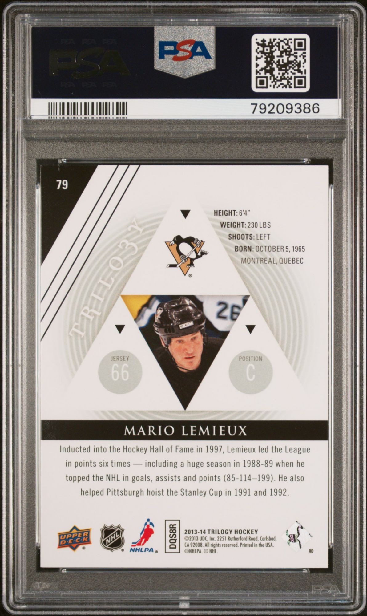 2013 Upper Deck Trilogy 79 Mario Lemieux PSA 10 product image