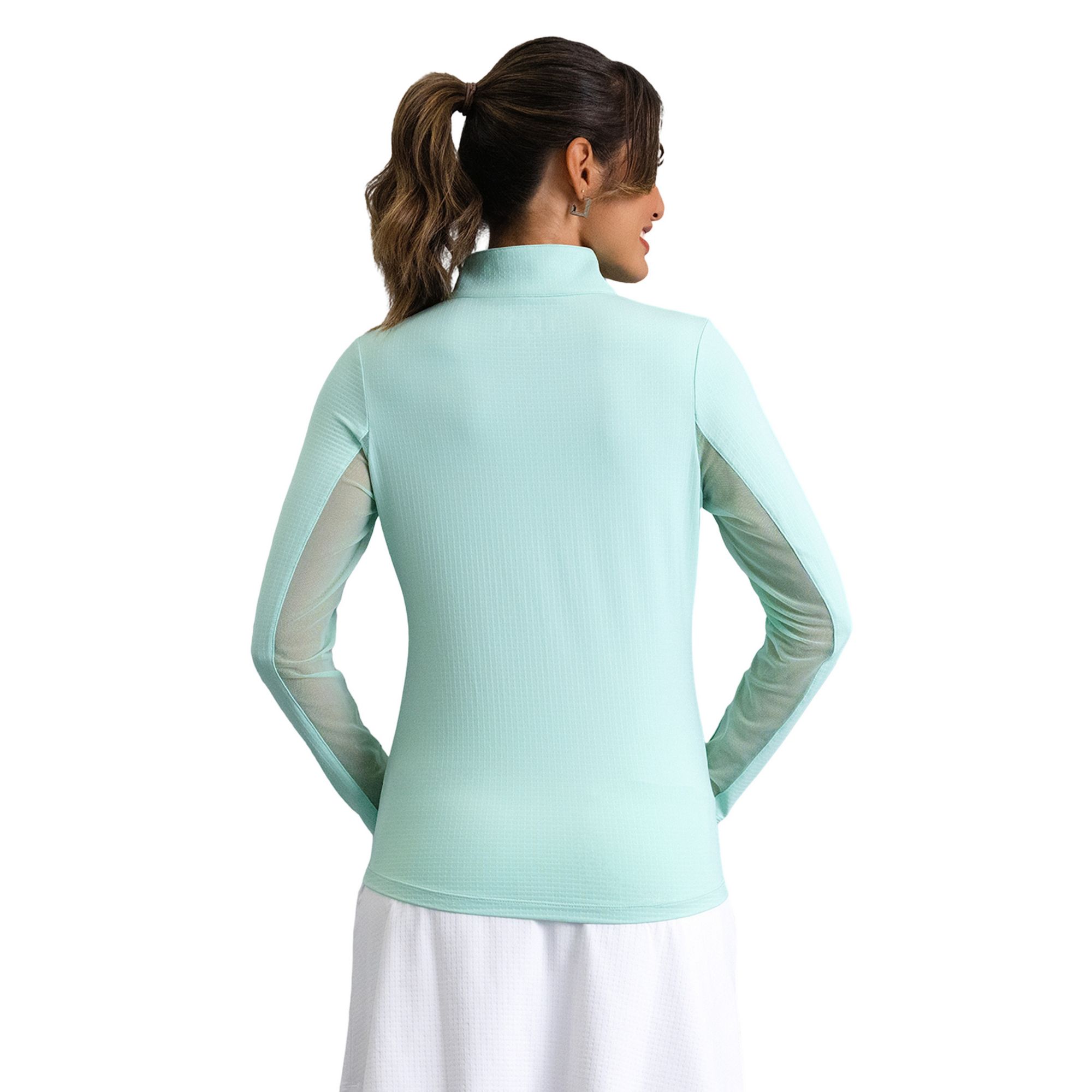 IBKUL Women's Solid Mock Neck ¼ Zip Long Sleeve Golf Shirt product image