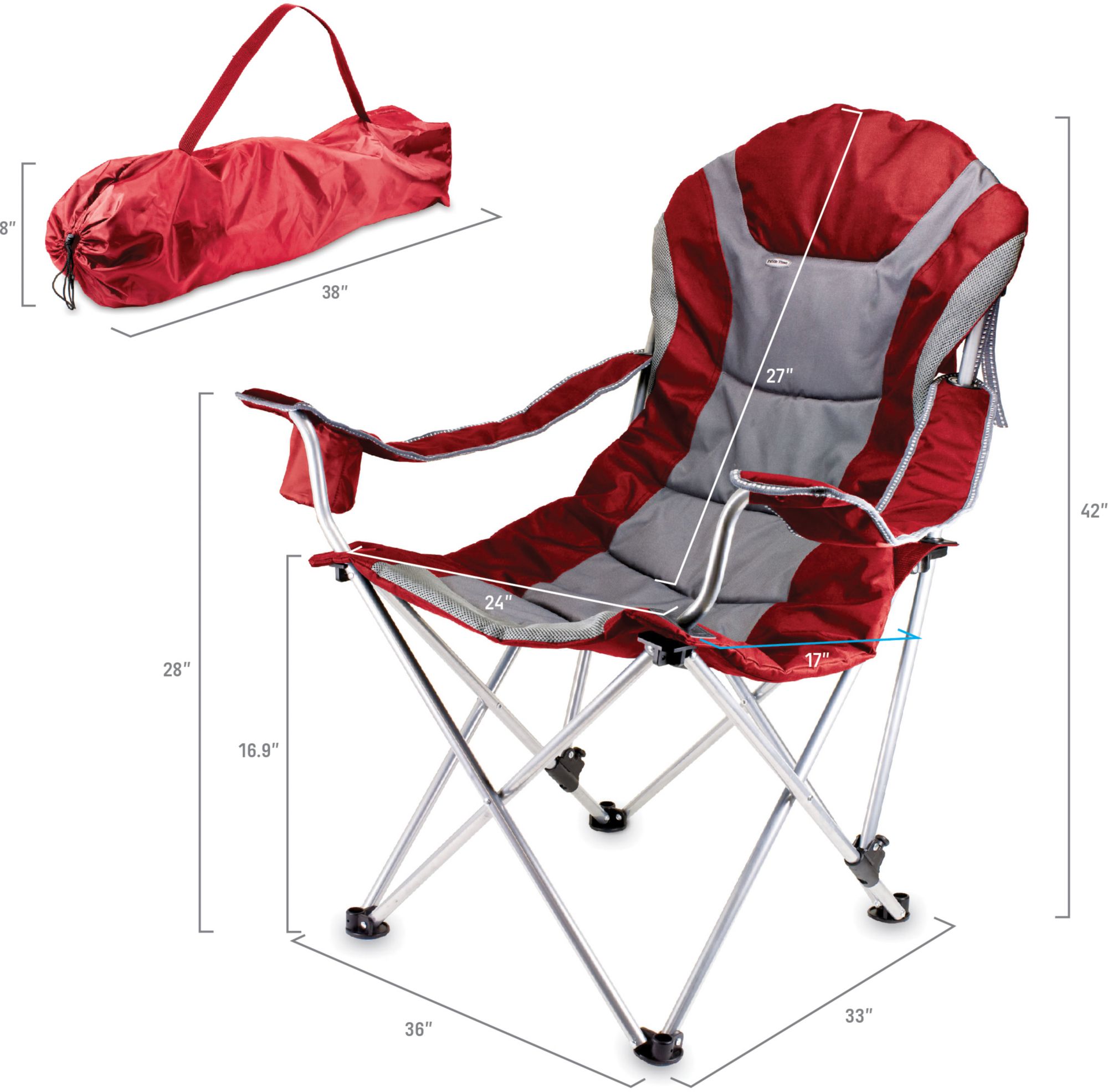 Picnic Time Oklahoma Sooners Reclining Camp Chair