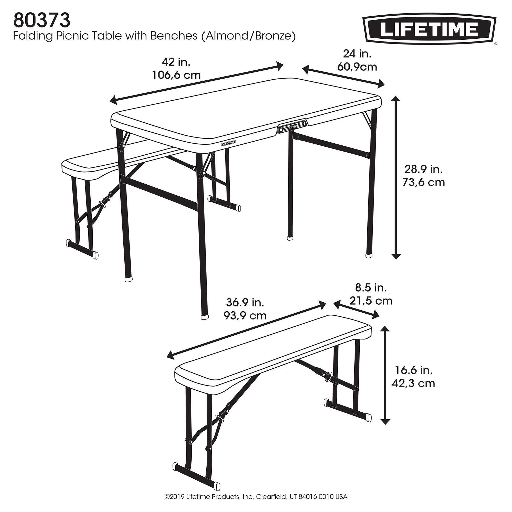 Lifetime Folding Picnic Table with Benches