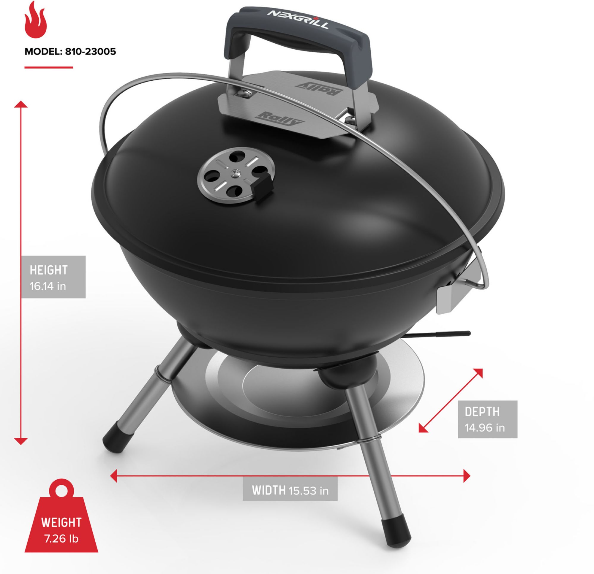 Nexgrill Rally Tabletop 14.5” Kettle Charcoal Grill product image